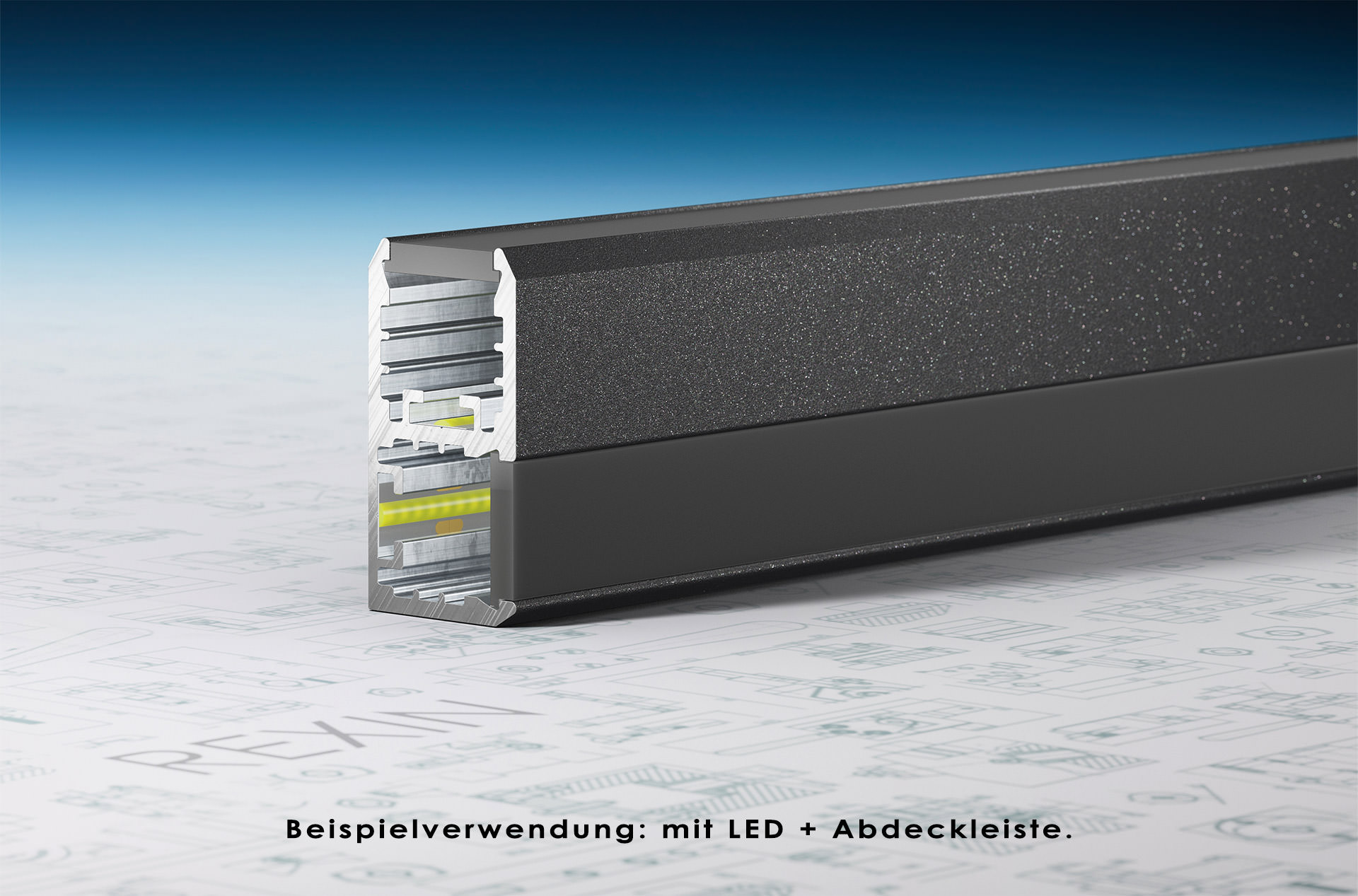 90-grad-schiene-plexi-grau-hell REXOboard® Alu-90°-Eckprofil mit LED-Aufnahme, weiß