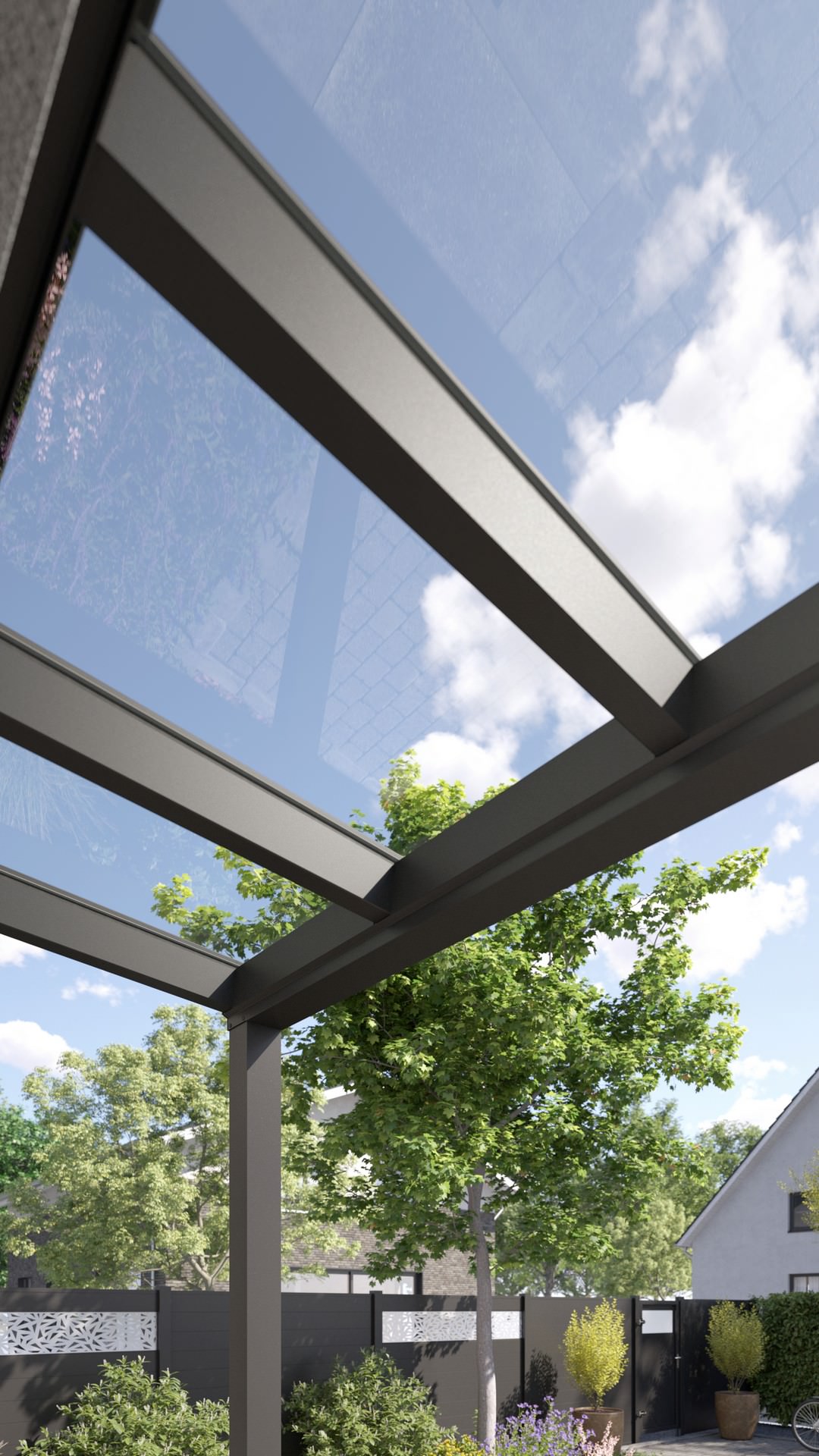 REXOvita® VSG Haustür-Vordach mit Wandpfosten, 3m x 1,5m