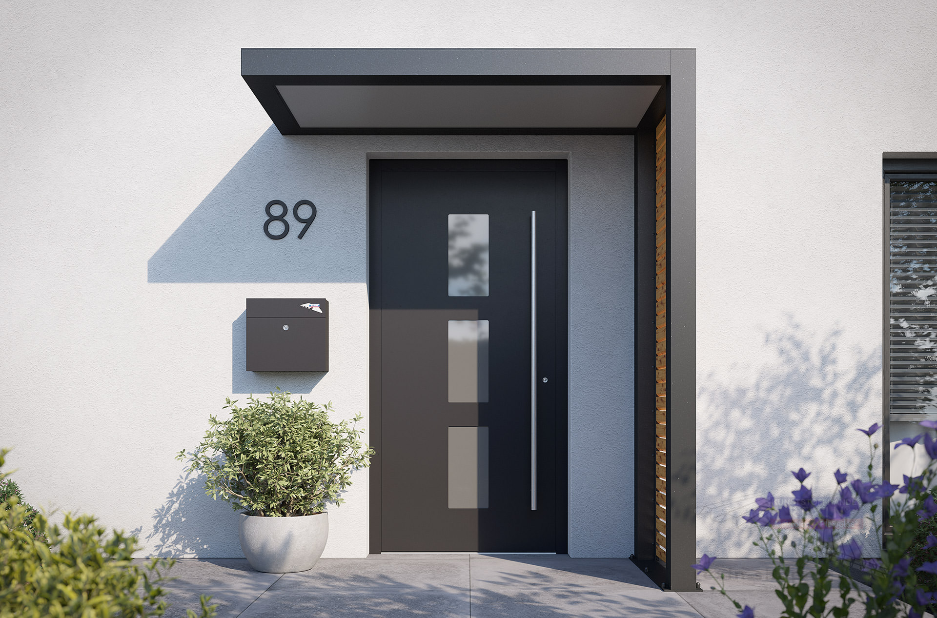 REXOlife® Haustür-Vordach, Dach: PLEXIGLAS® – Seitenteil: Rhombus, Fichte