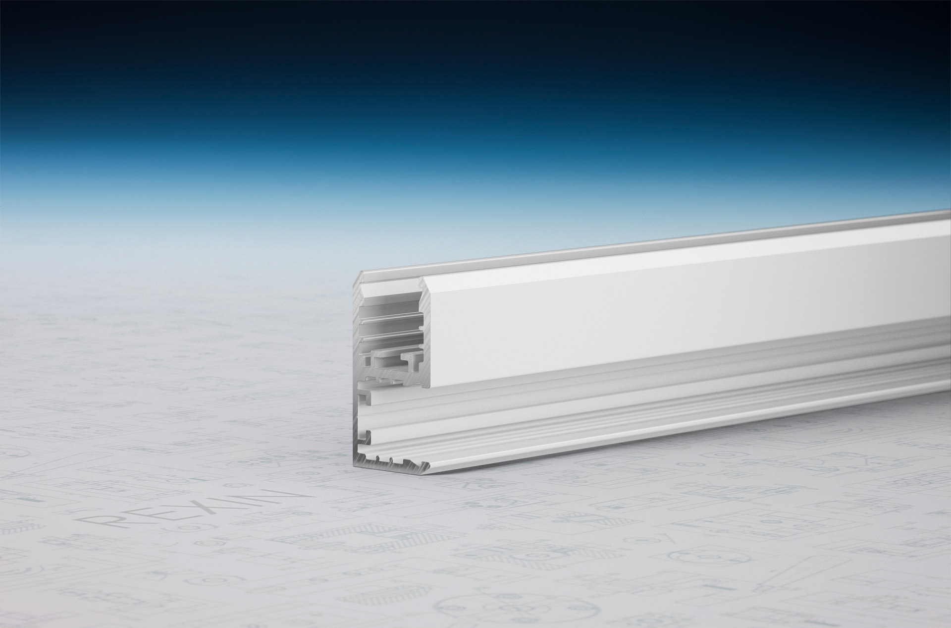 90-grad-schiene-ansicht-weiss REXOboard® Alu-90°-Eckprofil mit LED-Aufnahme, weiß