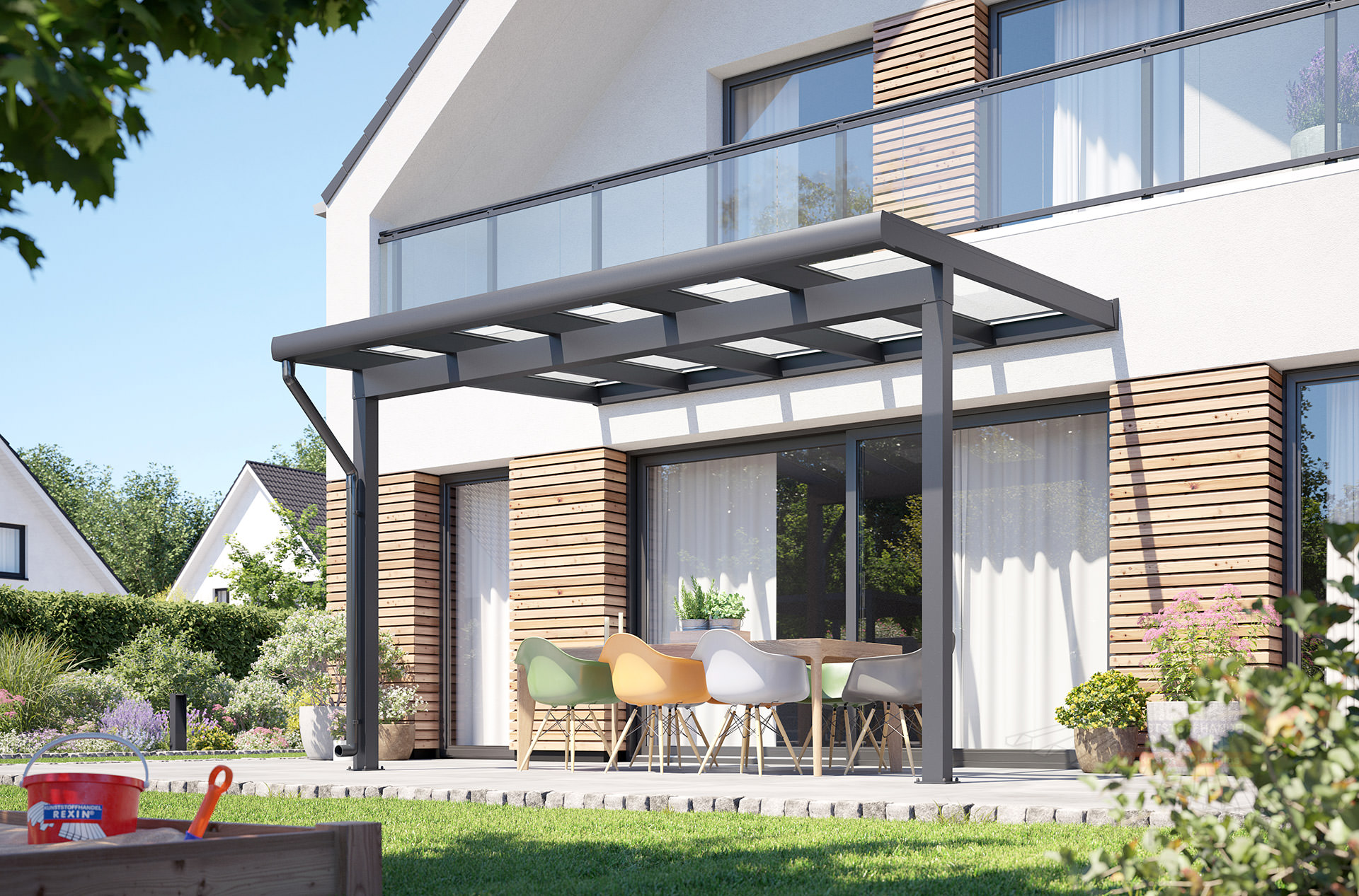 REXOclassic® Alu Terrassenüberdachung 4m x 2,50m, VSG-Glas