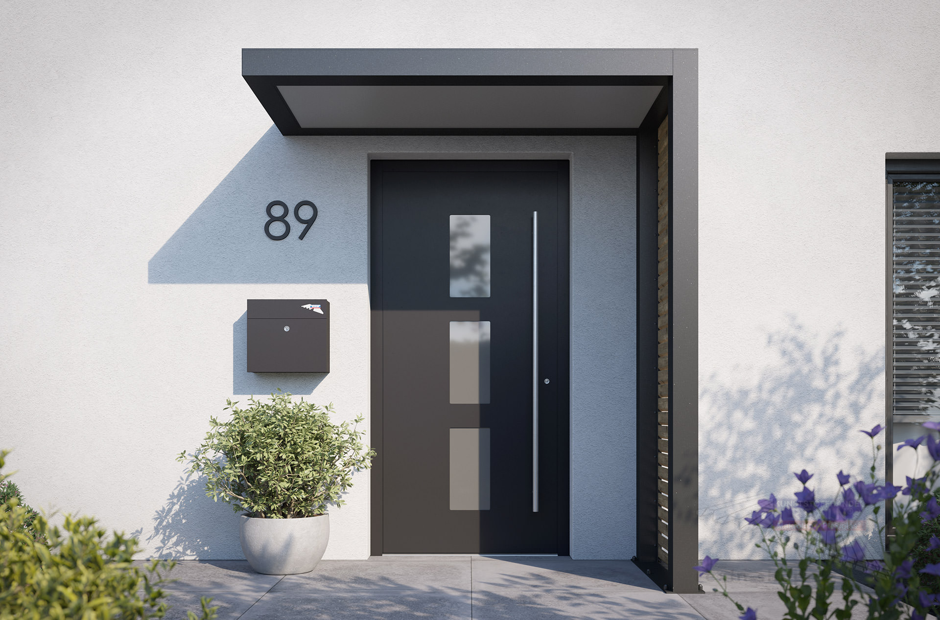 REXOlife® Haustür-Vordach, Dach: PLEXIGLAS® – Seitenteil: Rhombus, Treibholz
