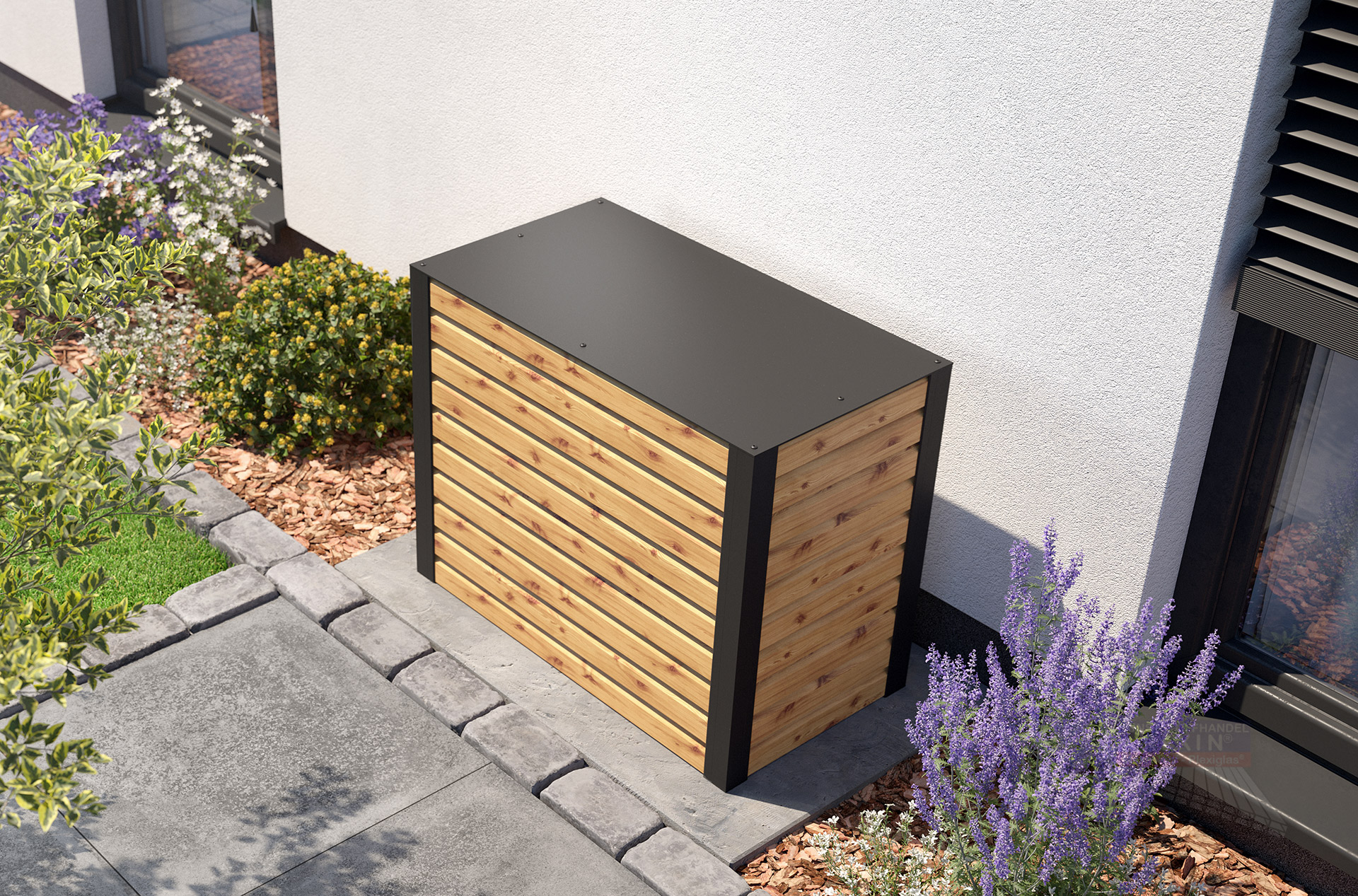 REXOenergy® Wärmepumpenverkleidung, Anthrazit - Rhombus Fichte