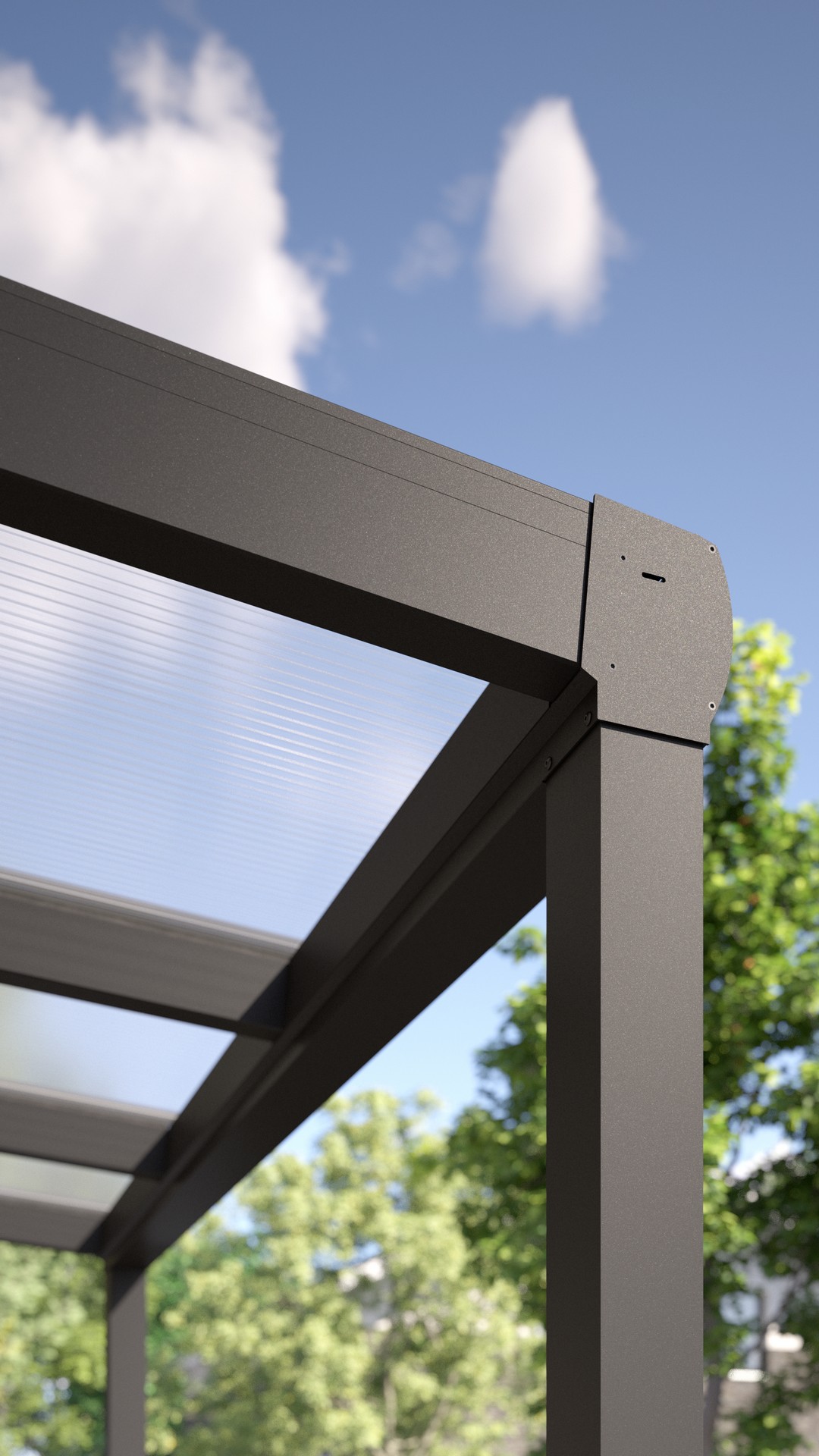 REXOvita® Alu Haustür-Vordach mit Wandpfosten, 1,5m x 1,5m