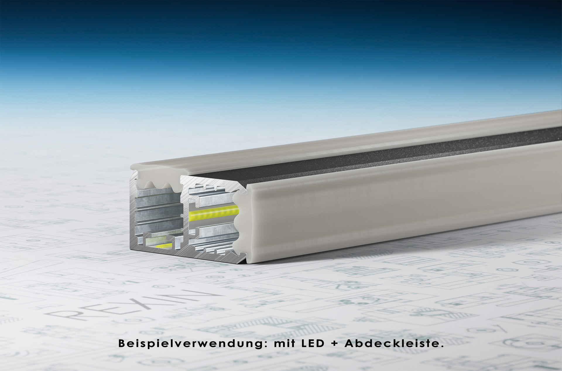 90-grad-schiene-nutdichtung-hell-02 REXOboard® Alu-90°-Eckprofil mit LED-Aufnahme, weiß