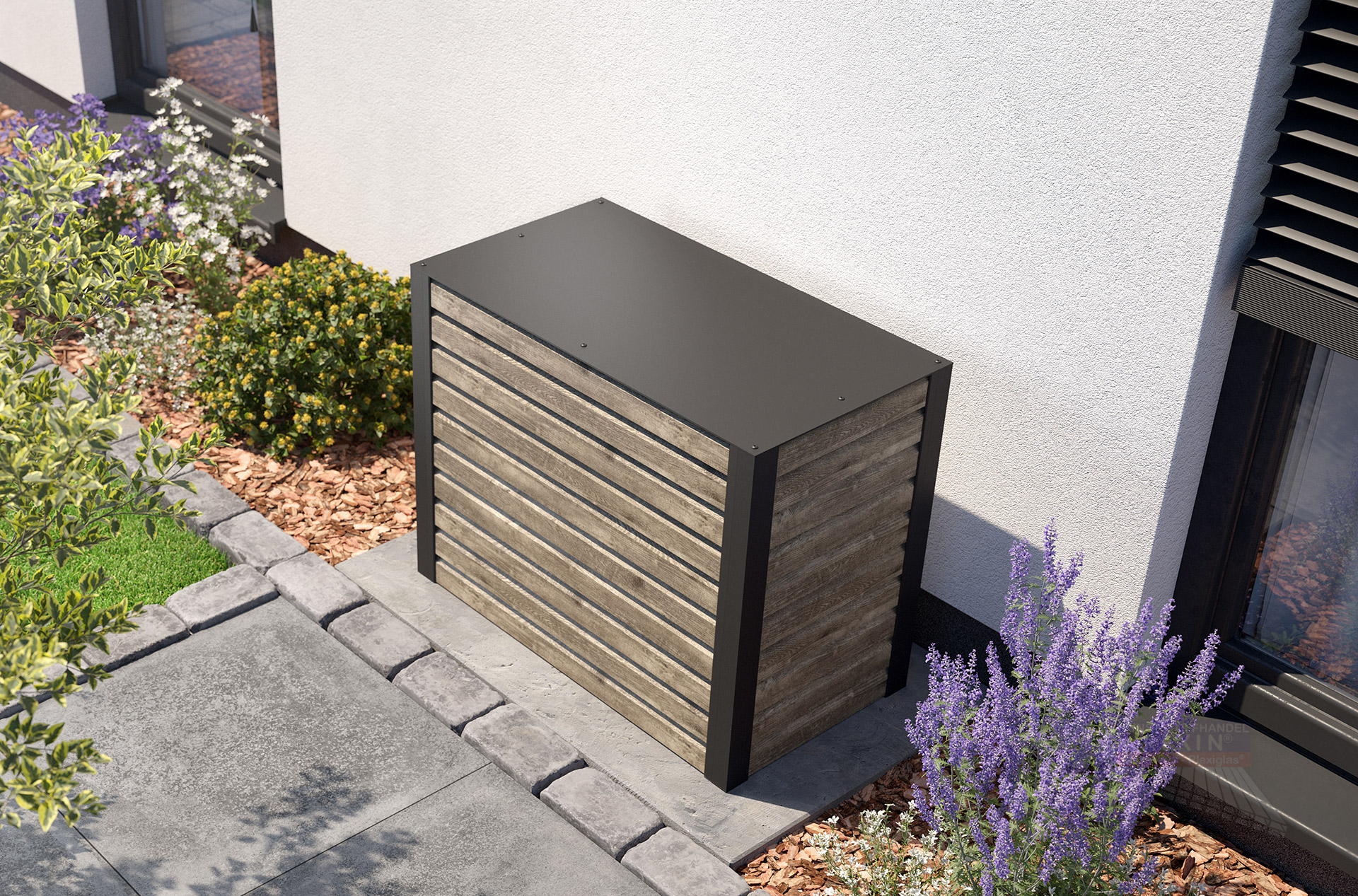 REXOenergy® Wärmepumpenverkleidung, Anthrazit - Rhombus Treibholz
