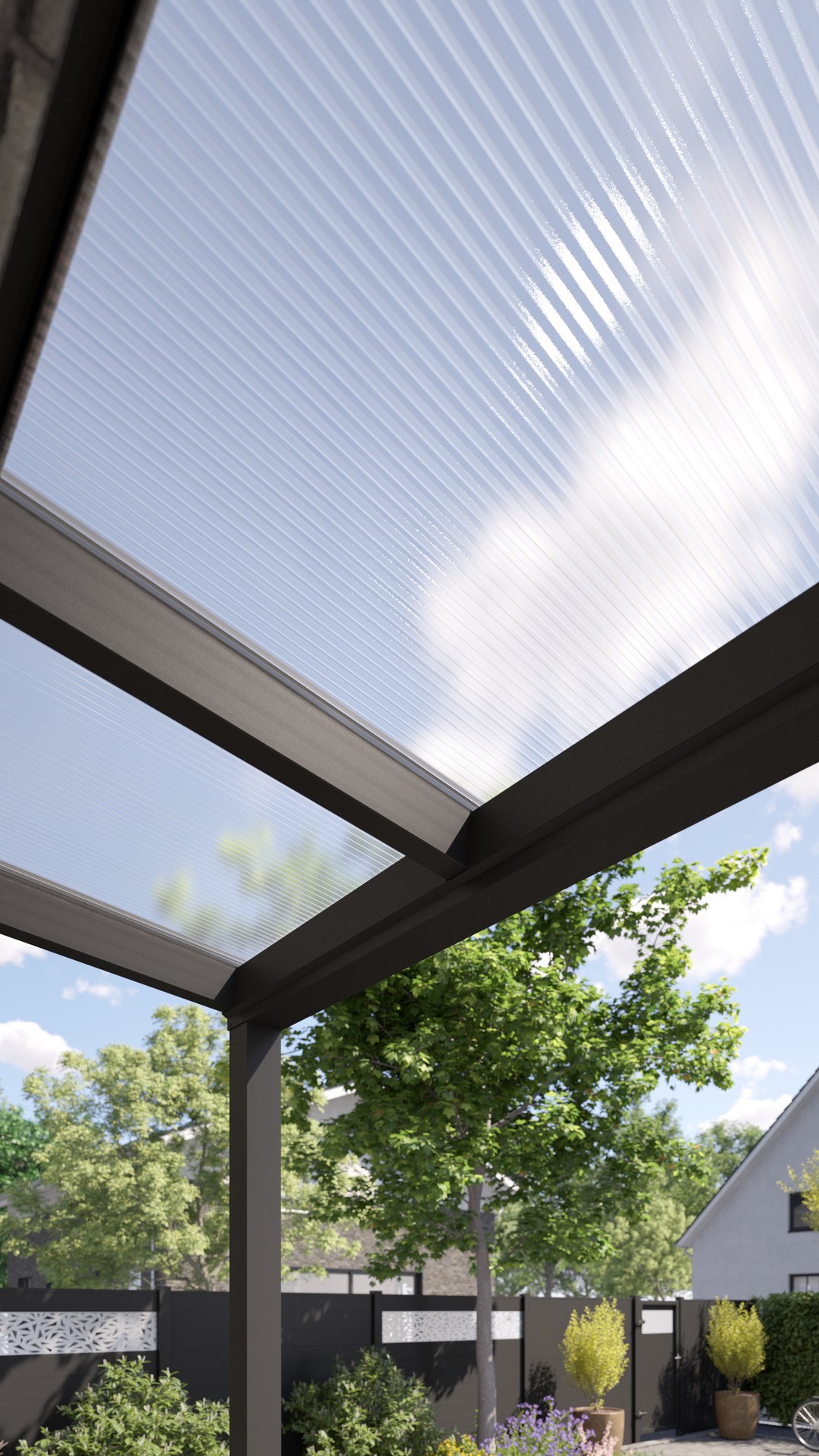 REXOvita® Alu Haustür-Vordach mit Wandpfosten,  3m x 1m