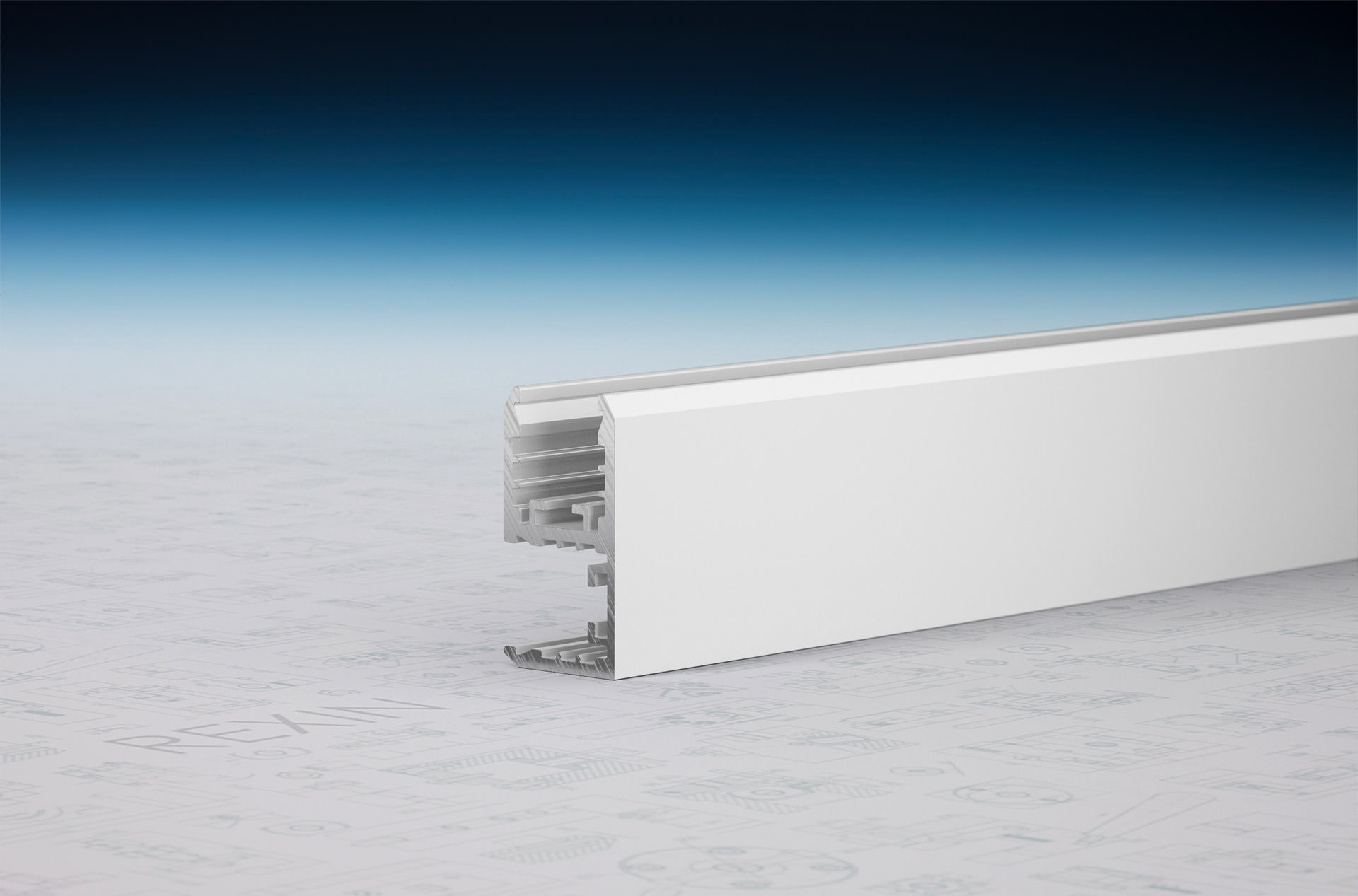 90-grad-schiene-weiss REXOboard® Alu-90°-Eckprofil mit LED-Aufnahme, weiß