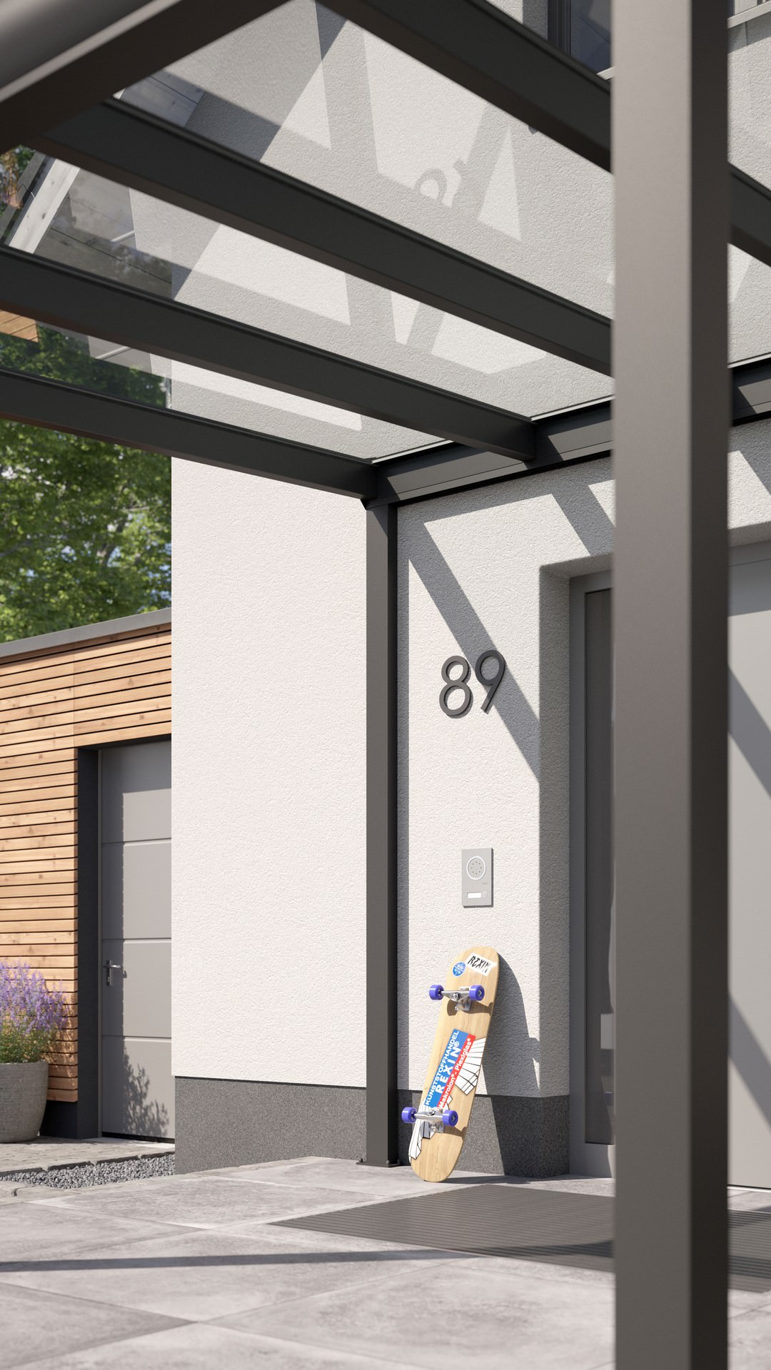 REXOvita® VSG Haustür-Vordach mit Wandpfosten, 3m x 3m