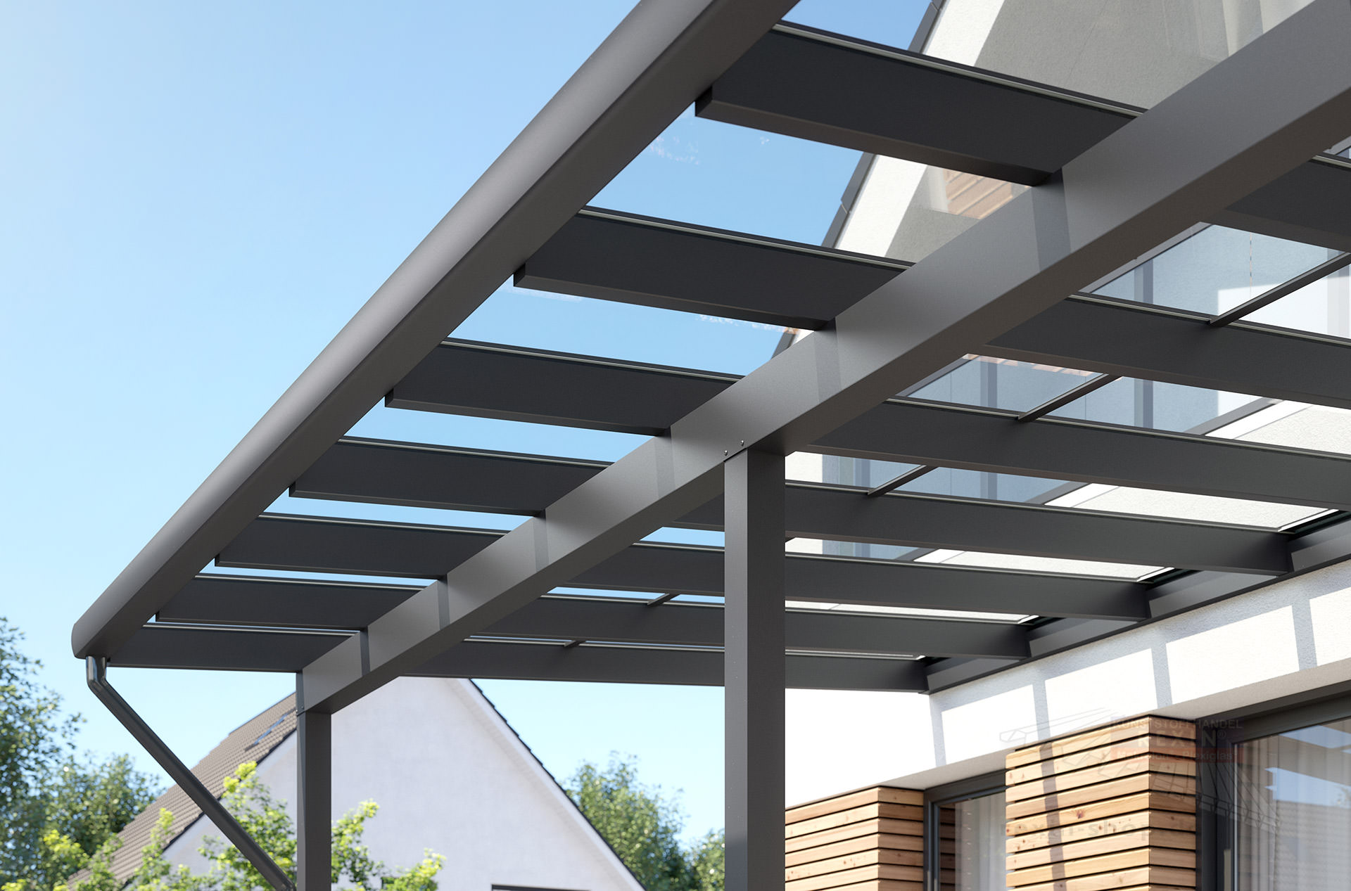 REXOclassic® Alu Terrassenüberdachung 3m x 4,50m, VSG-Glas