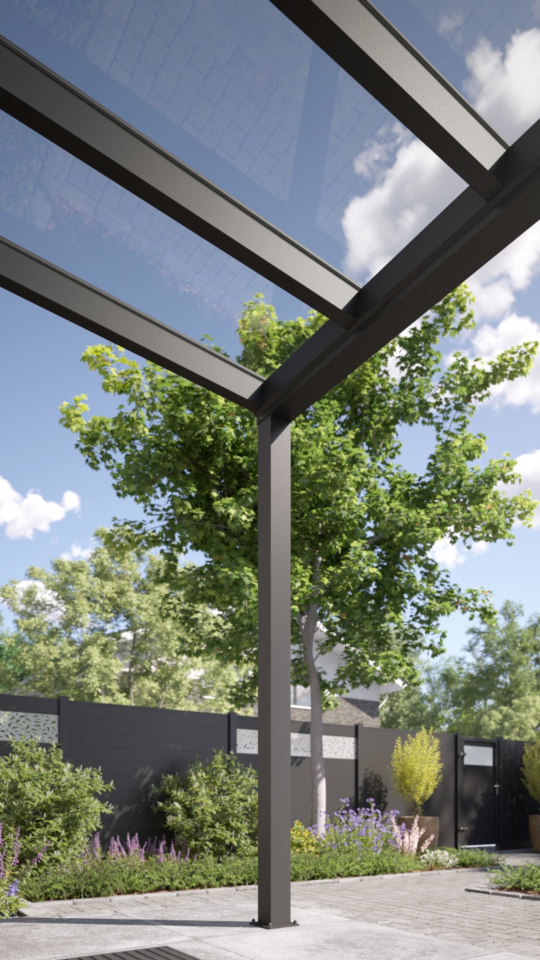 REXOvita® VSG Haustür-Vordach mit Wandpfosten, 2m x 2m