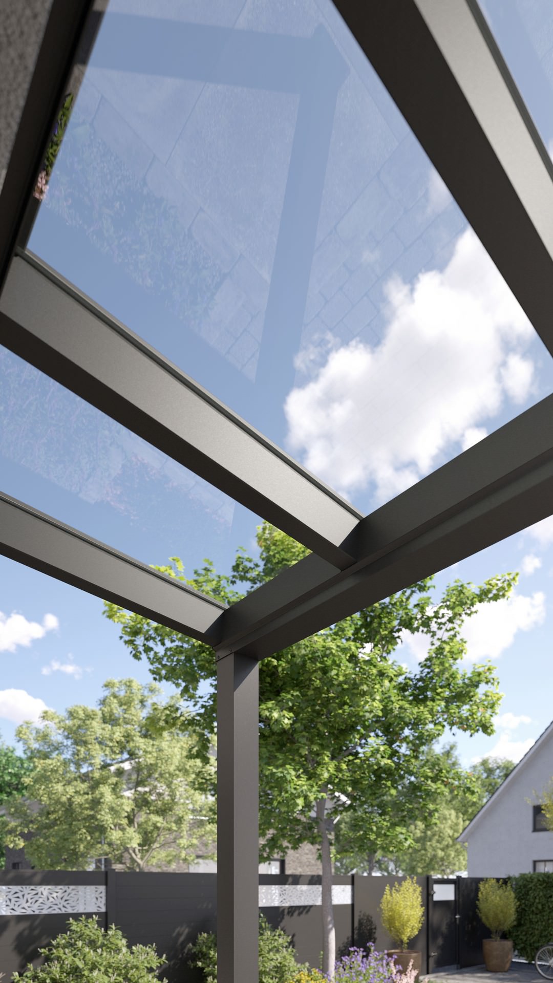 REXOvita® VSG Haustür-Vordach mit Wandpfosten, 2m x 1m