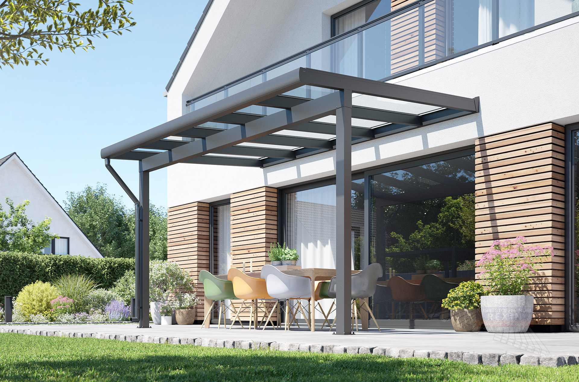 REXOclassic® Alu Terrassenüberdachung 4m x 2,50m, VSG-Glas