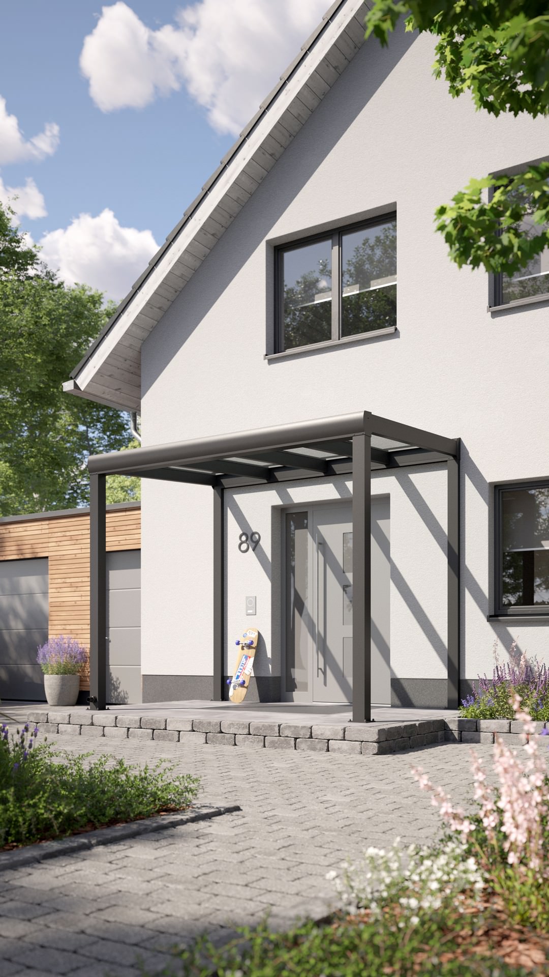 REXOvita® VSG Haustür-Vordach mit Wandpfosten, 3m x 2m