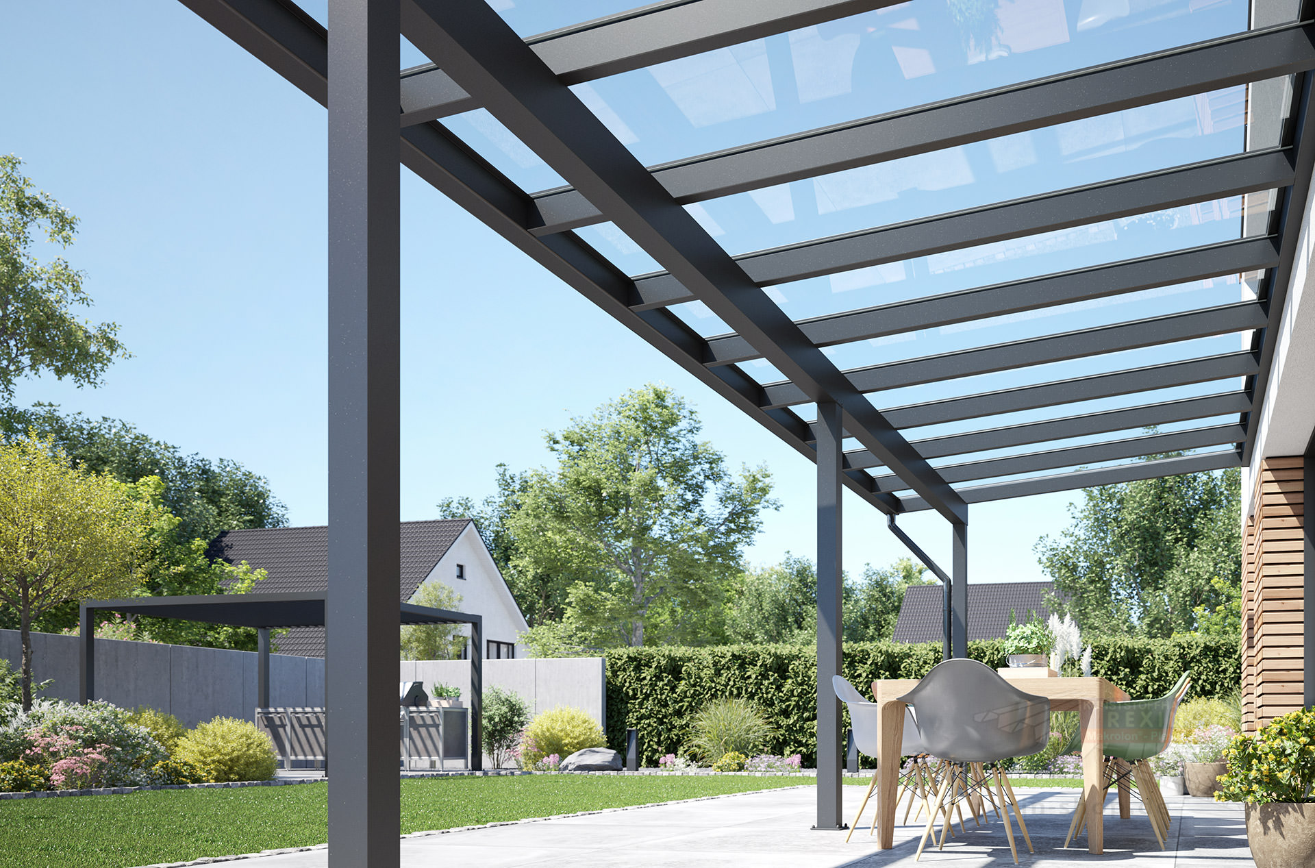 REXOclassic® Alu Terrassenüberdachung 10m x 2m, VSG-Glas