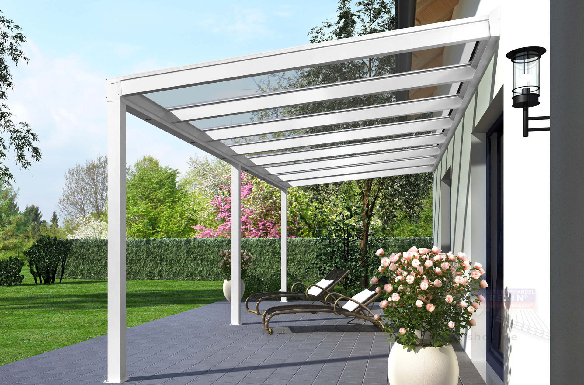 REXOpremium® Titan Alu Terrassendach 6m x 2m, mit Massivplatten