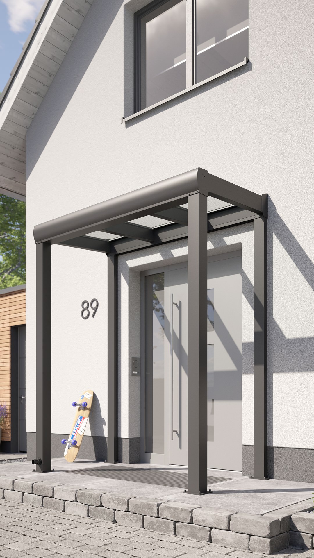 REXOvita® VSG Haustür-Vordach mit Wandpfosten, 2m x 1m