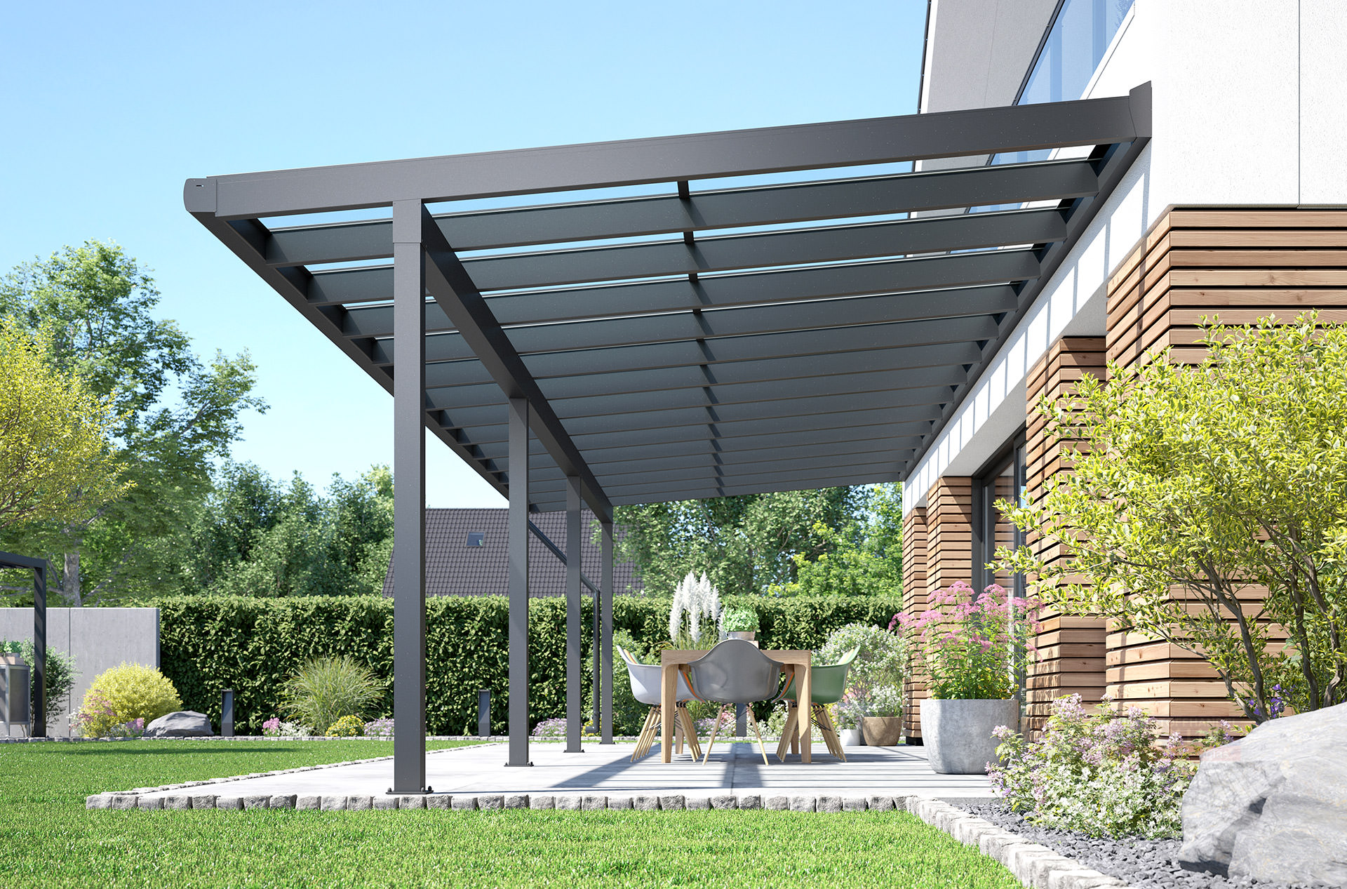 REXOclassic® Alu Terrassenüberdachung 10m x 4m, VSG-Glas