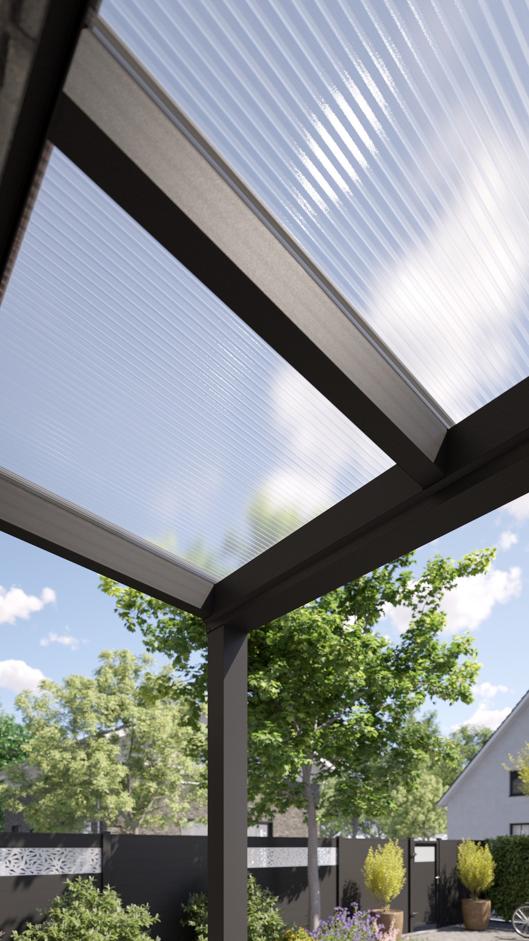 REXOvita® Alu Haustür-Vordach mit Wandpfosten,  2m x 1,5m