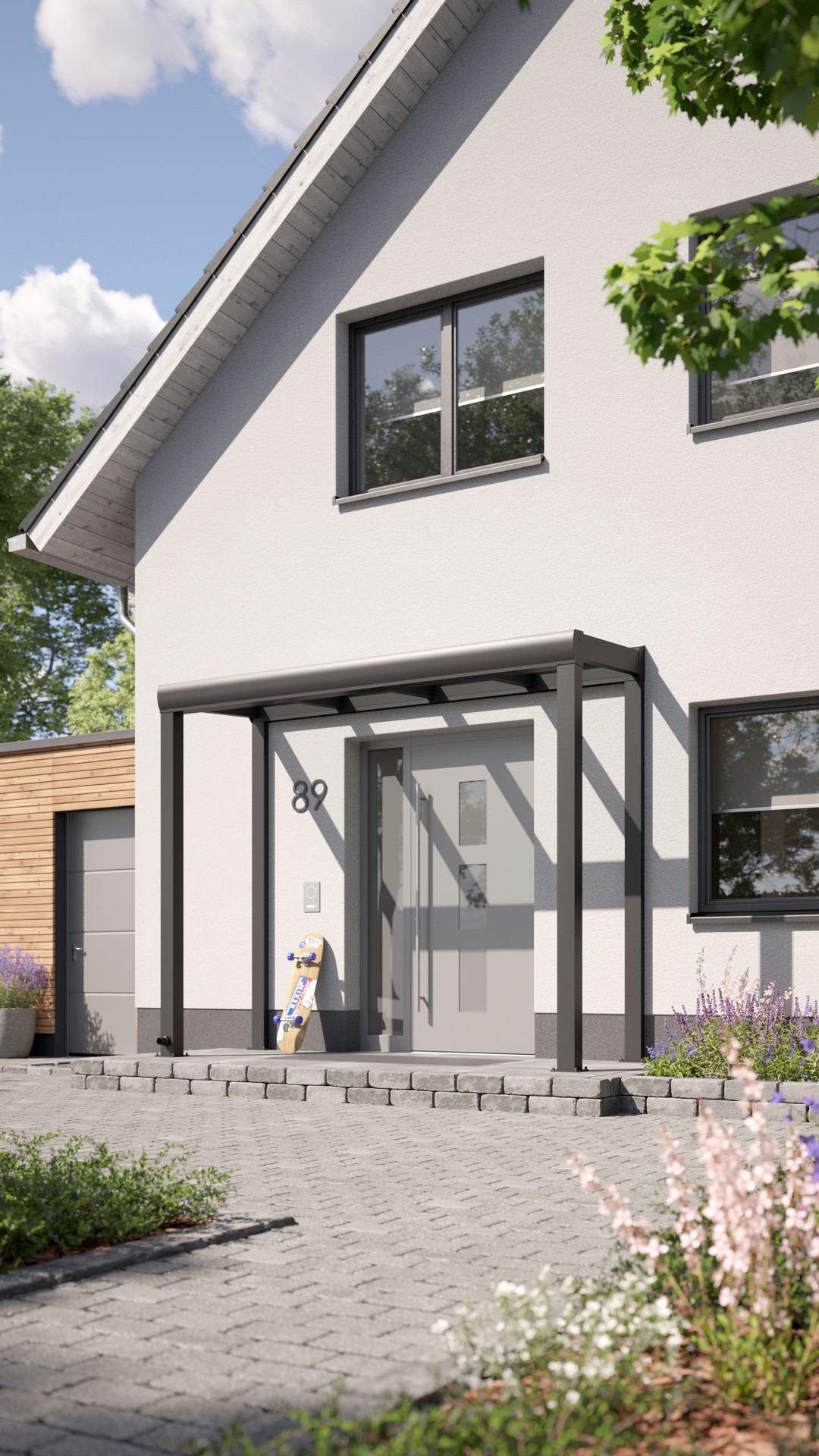 REXOvita® VSG Haustür-Vordach mit Wandpfosten, 3m x 1m