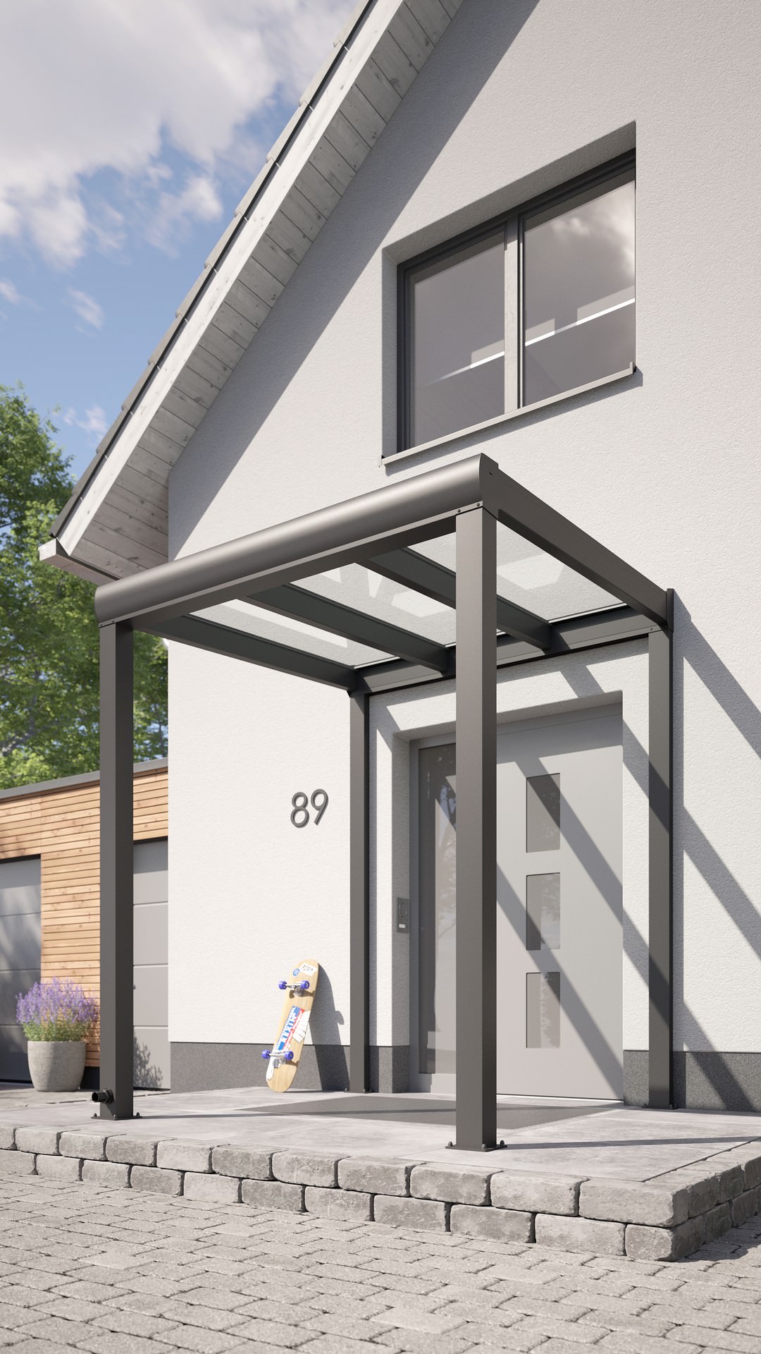 REXOvita® VSG Haustür-Vordach mit Wandpfosten, 2m x 2m