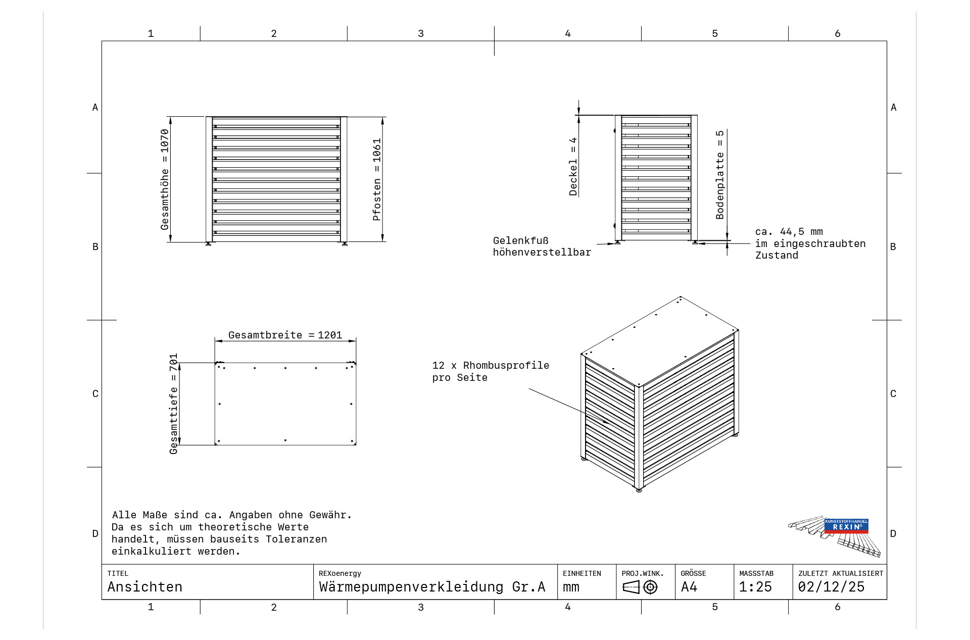 REXOenergy® Wärmepumpenverkleidung, Anthrazit - Rhombus Fichte