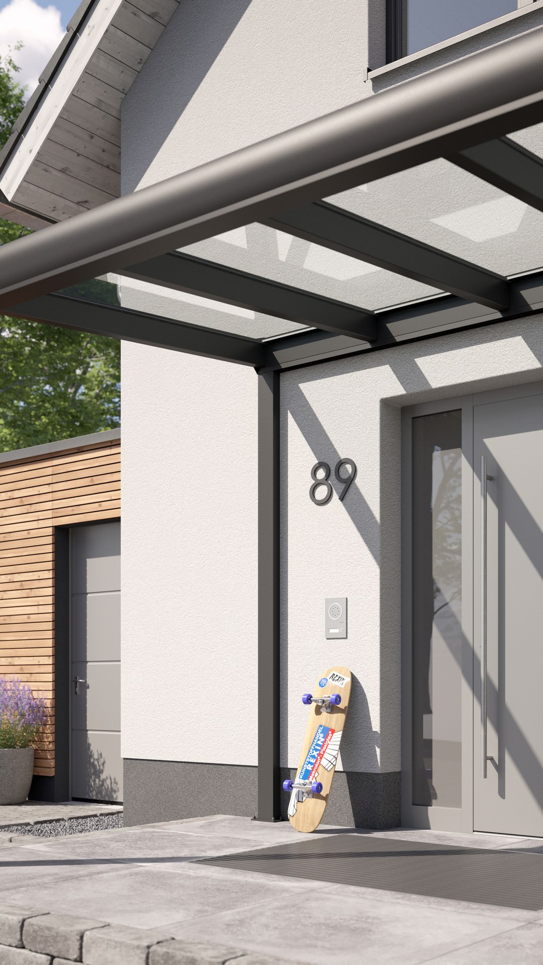 REXOvita® VSG Haustür-Vordach mit Wandpfosten, 3m x 2m