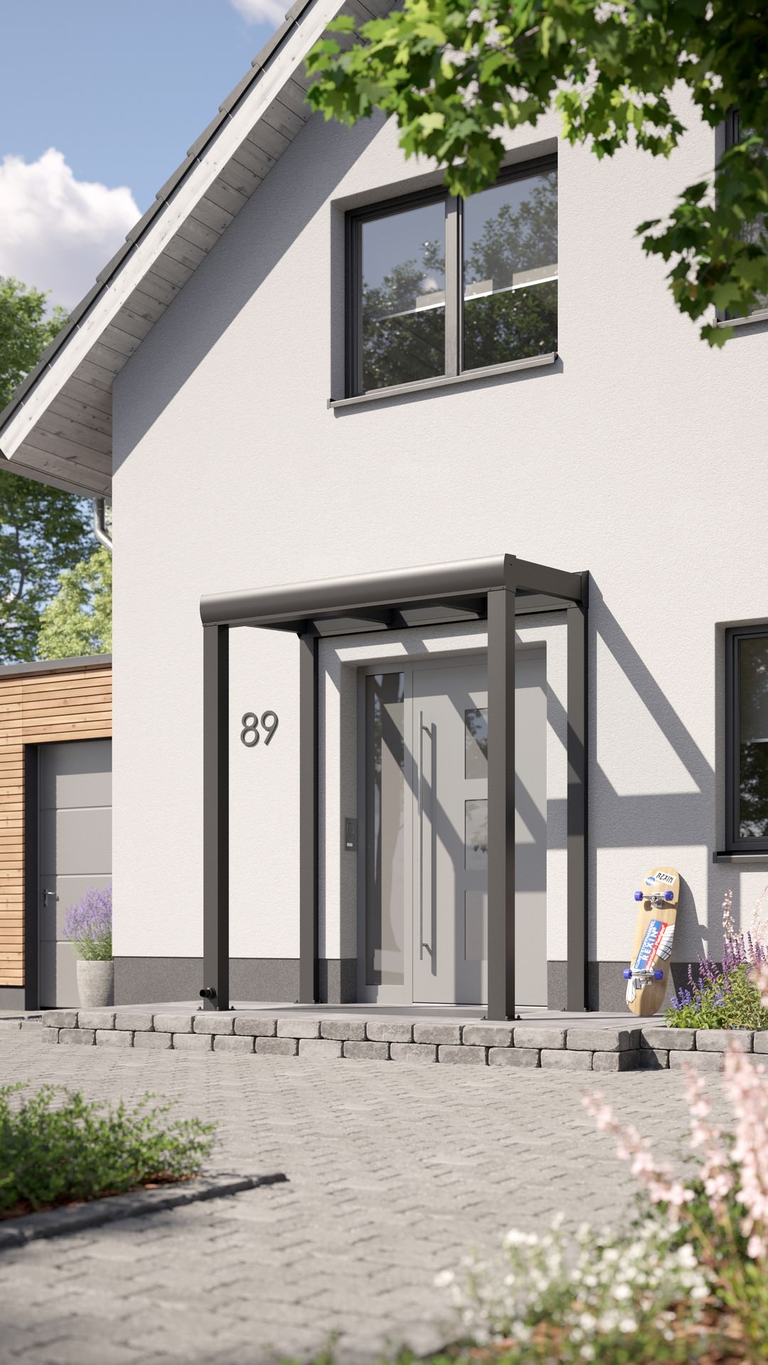 REXOvita® VSG Haustür-Vordach mit Wandpfosten, 2m x 1m