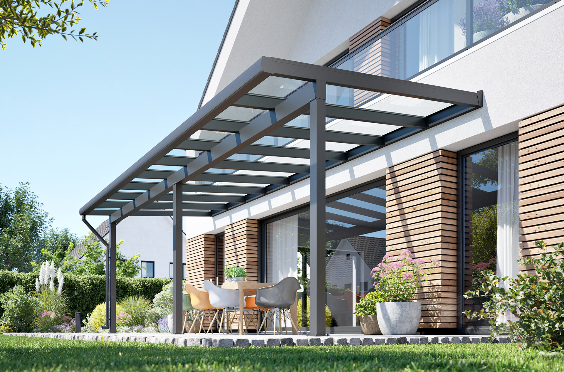 REXOclassic® Alu Terrassenüberdachung 10m x 2m, VSG-Glas