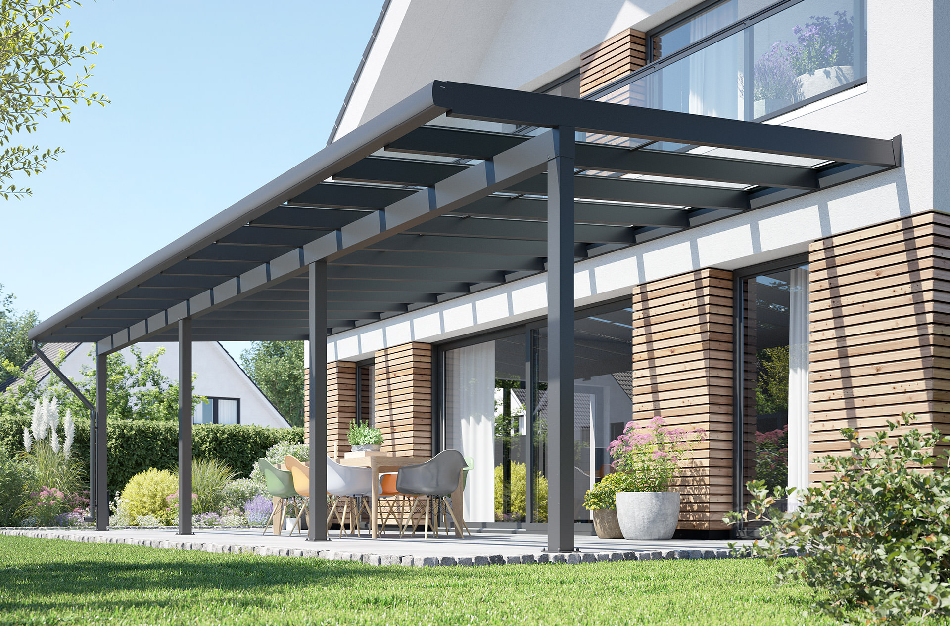 REXOclassic® Alu Terrassenüberdachung 10m x 4m, VSG-Glas