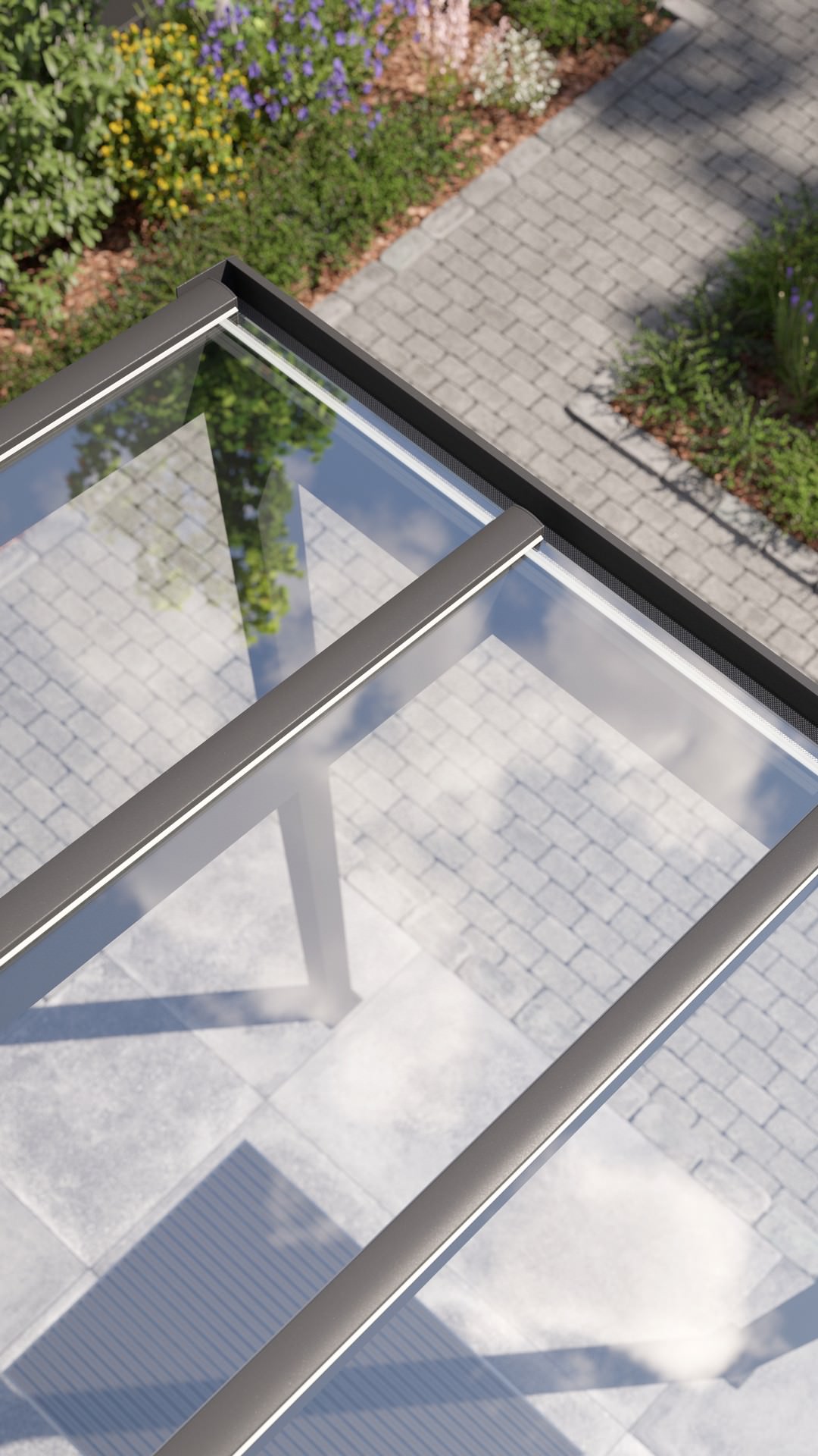 REXOvita® VSG Haustür-Vordach mit Wandpfosten, 3m x 2m