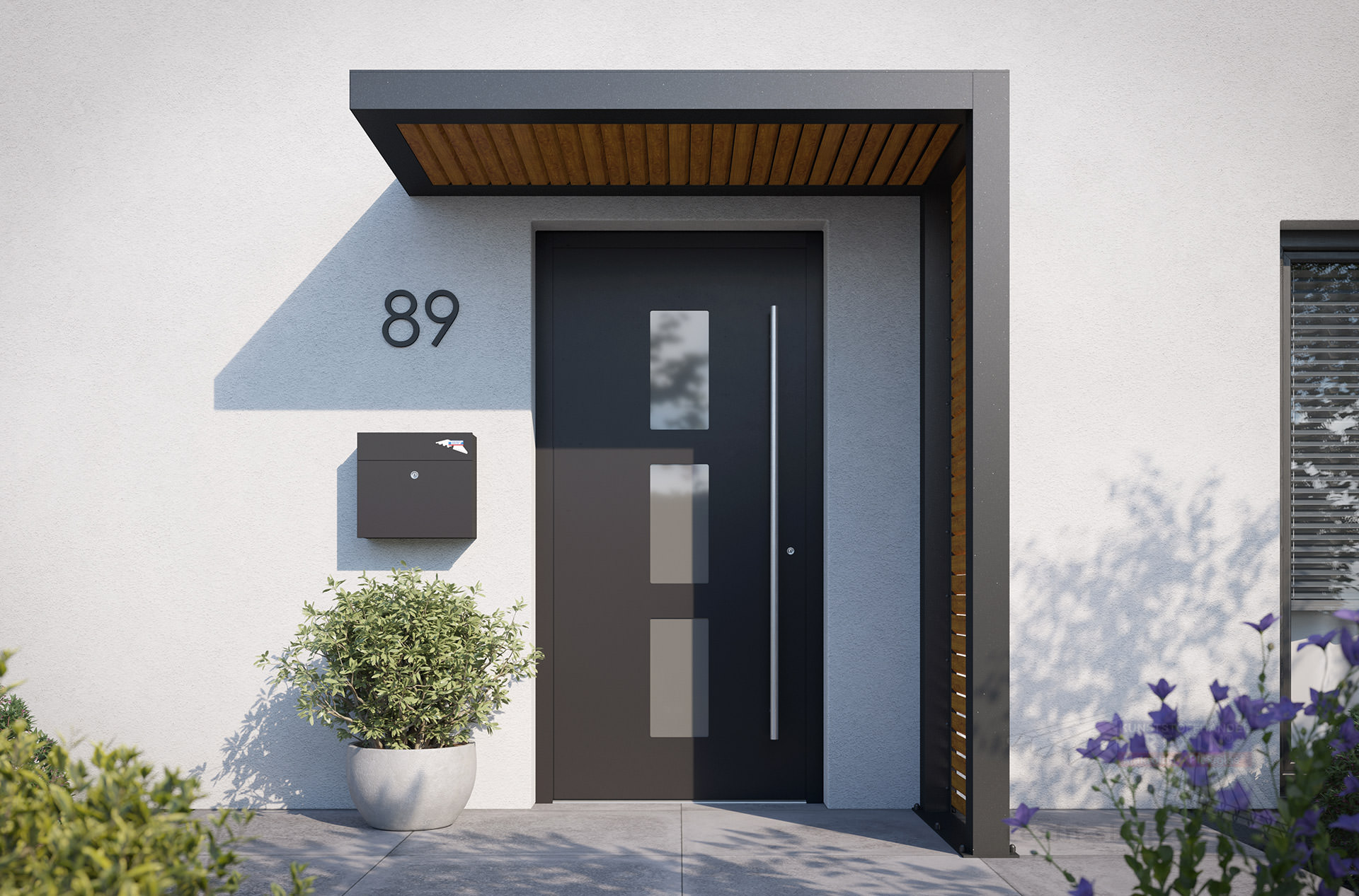REXOlife® Haustür-Vordach, Dach: Rhombus Golden Oak – Seitenteil Rhombus, Golden Oak