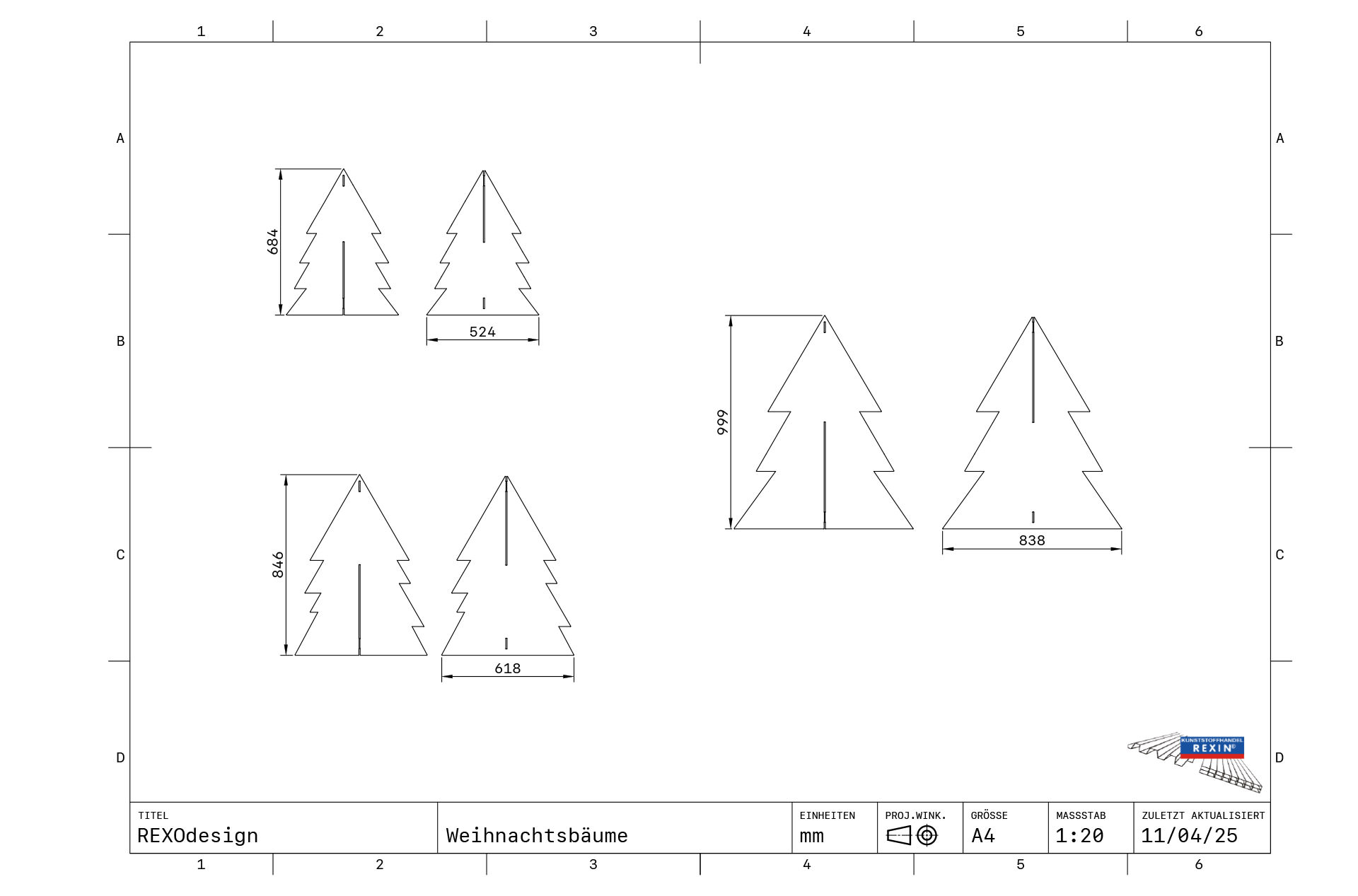 REXOdesign® XL Steck-Weihnachtsbaum, 3er-Set