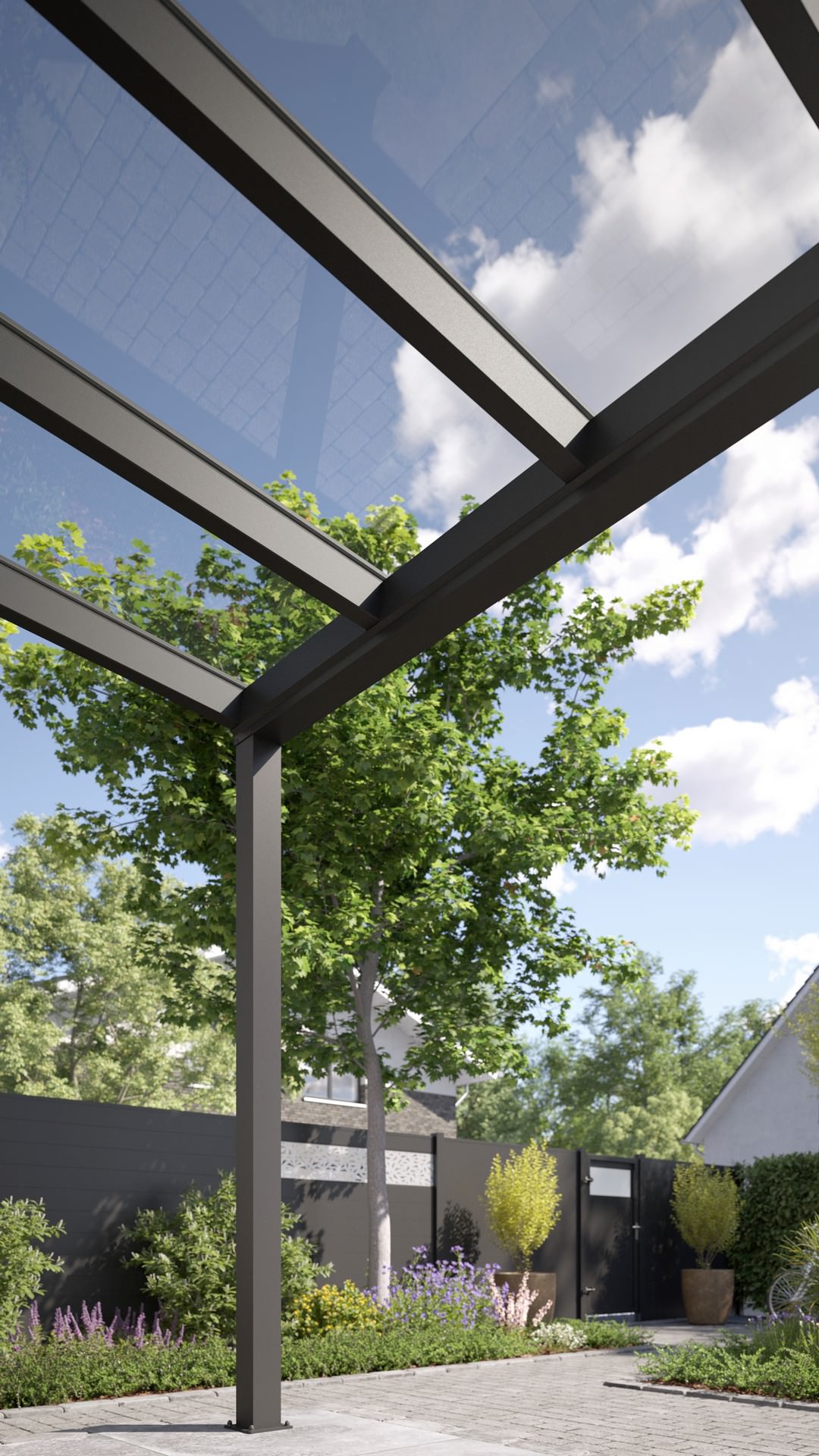 REXOvita® VSG Haustür-Vordach mit Wandpfosten, 3m x 2m