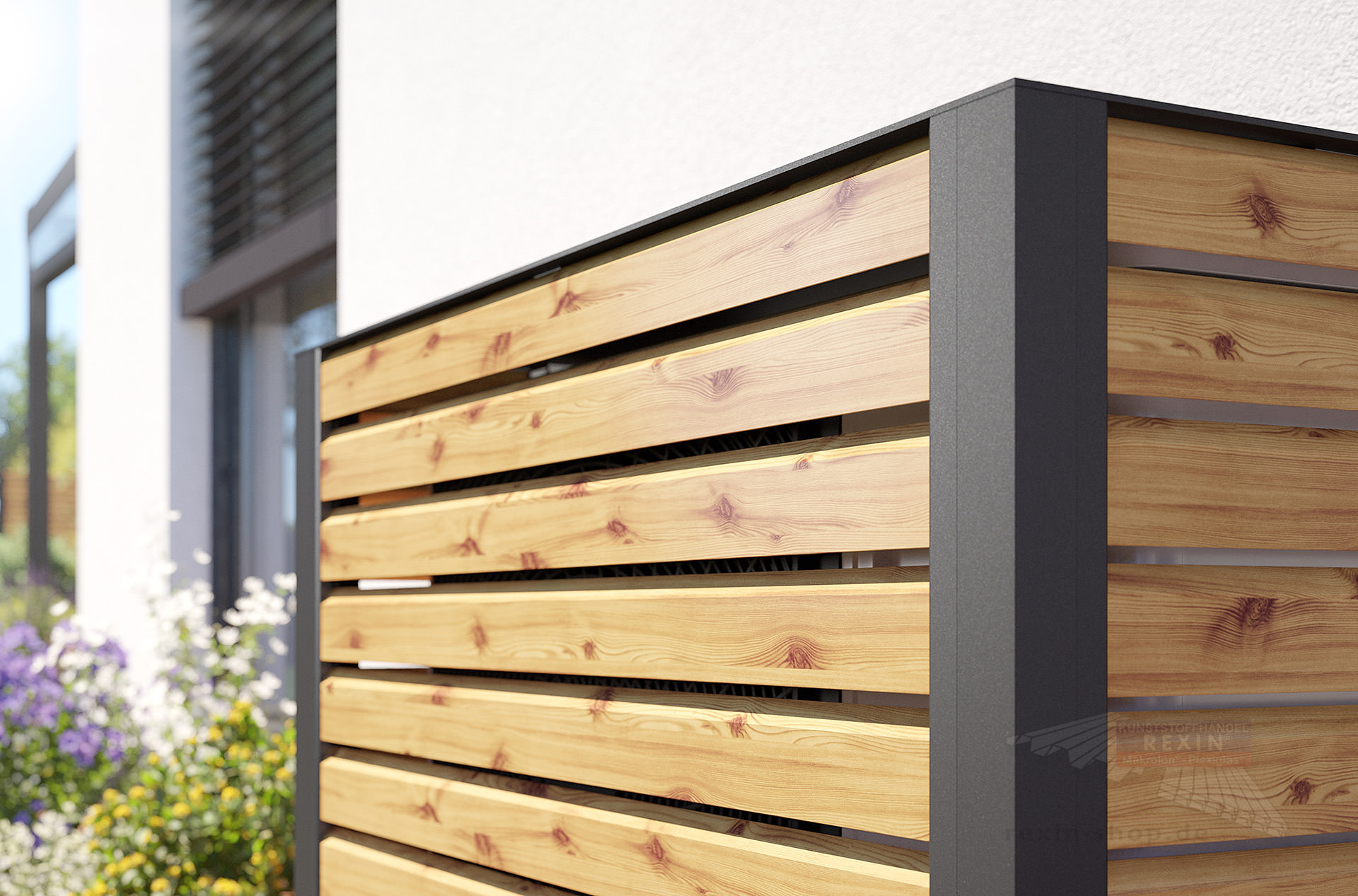 REXOenergy® Wärmepumpenverkleidung, Anthrazit - Rhombus Fichte