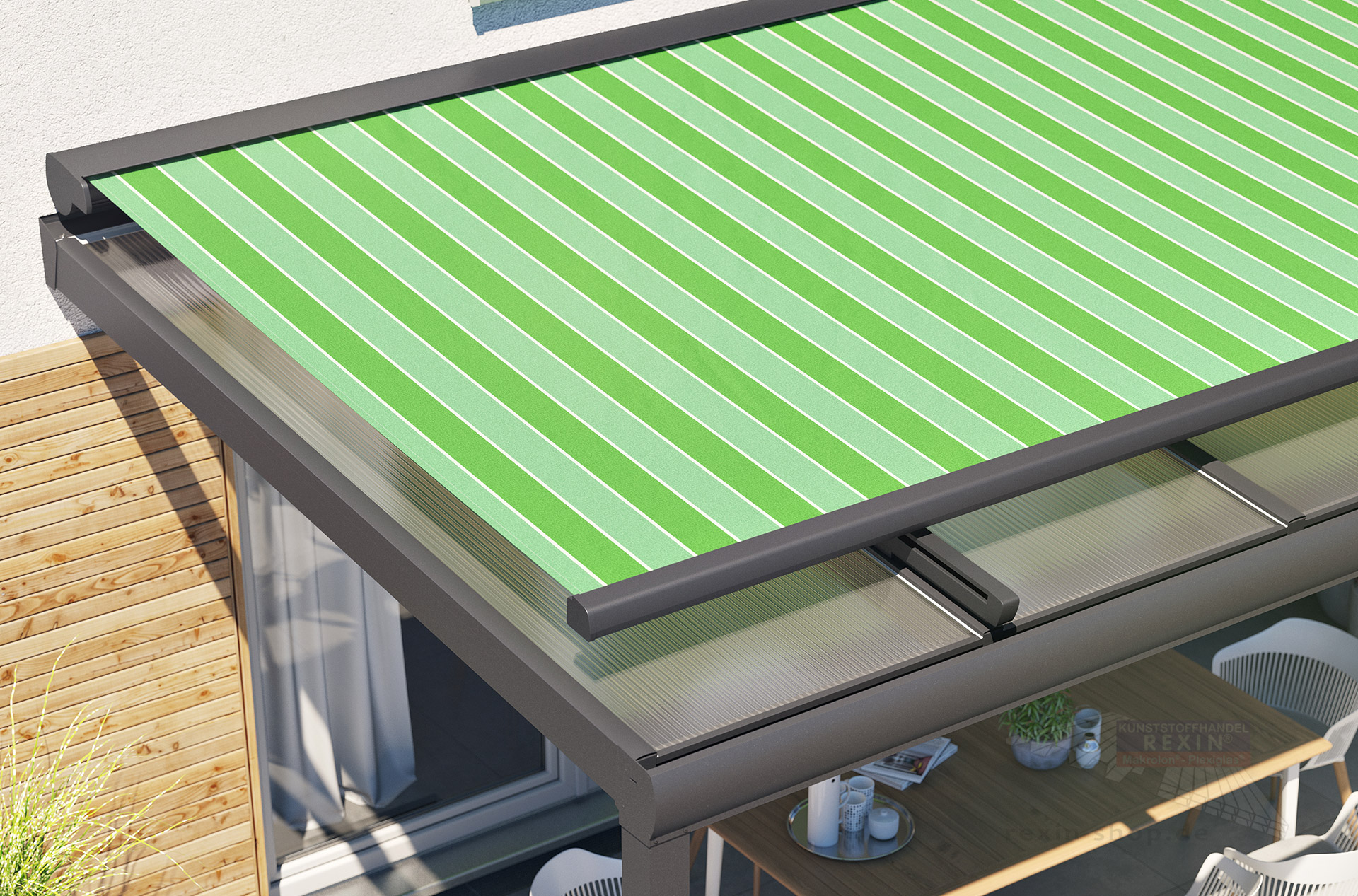 REXOmar Aufdach-Markise 10,00m x 2,00m