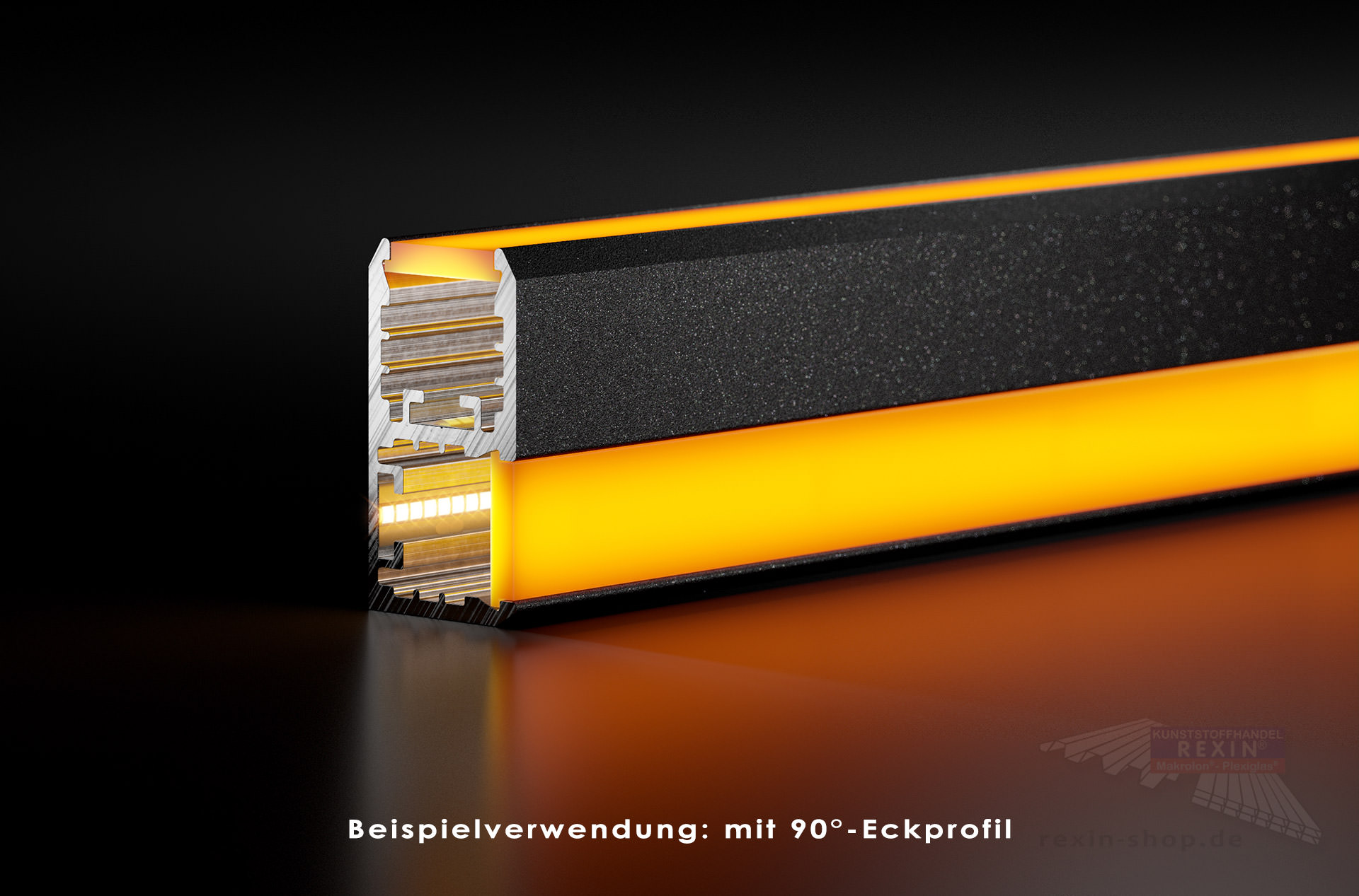 alu-90-grad-schiene-led-abdeckleiste-orange REXOboard® Alu-90°-Eckprofil mit LED-Aufnahme, weiß