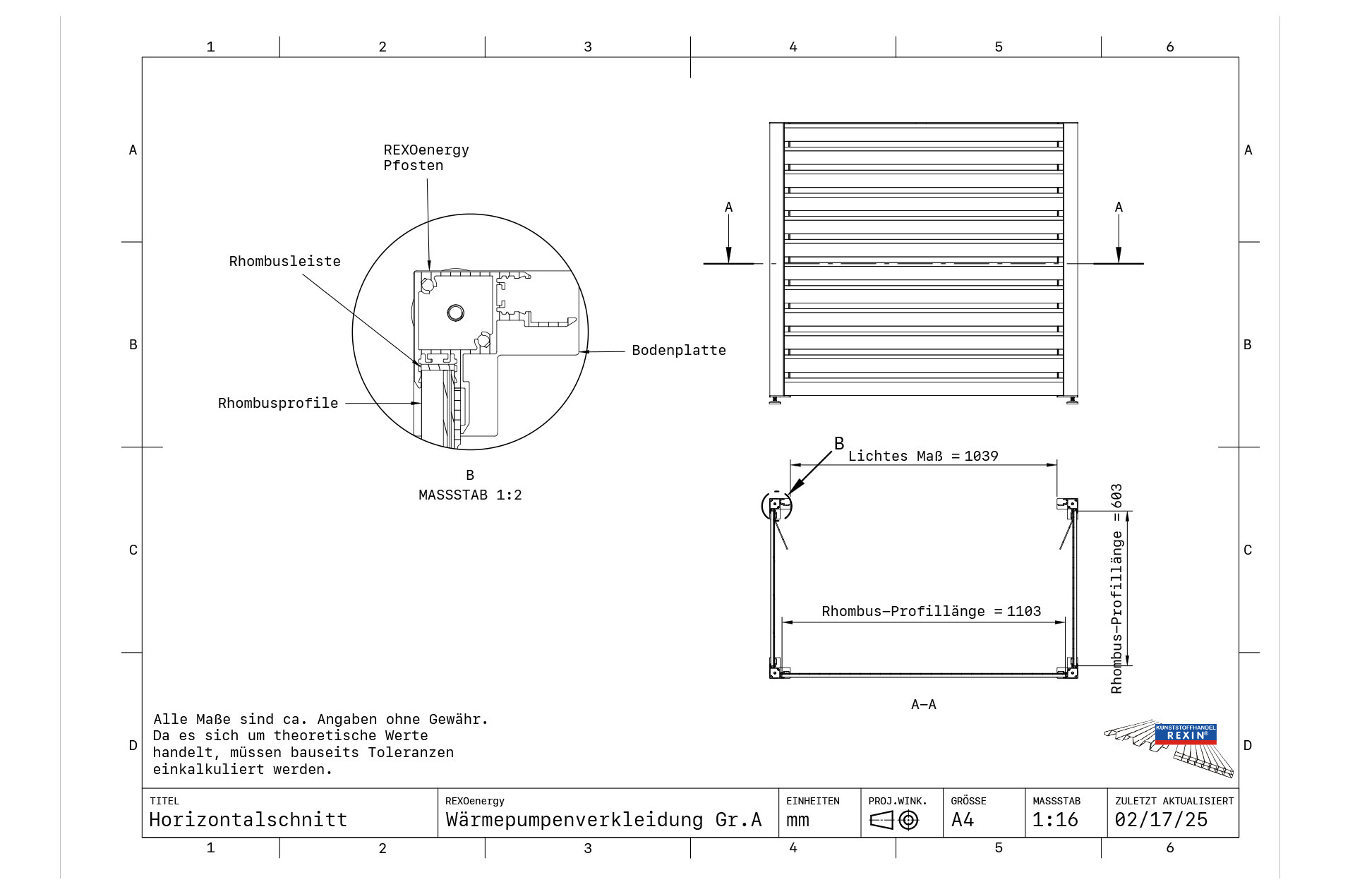 REXOenergy® Wärmepumpenverkleidung, Anthrazit - Rhombus Fichte