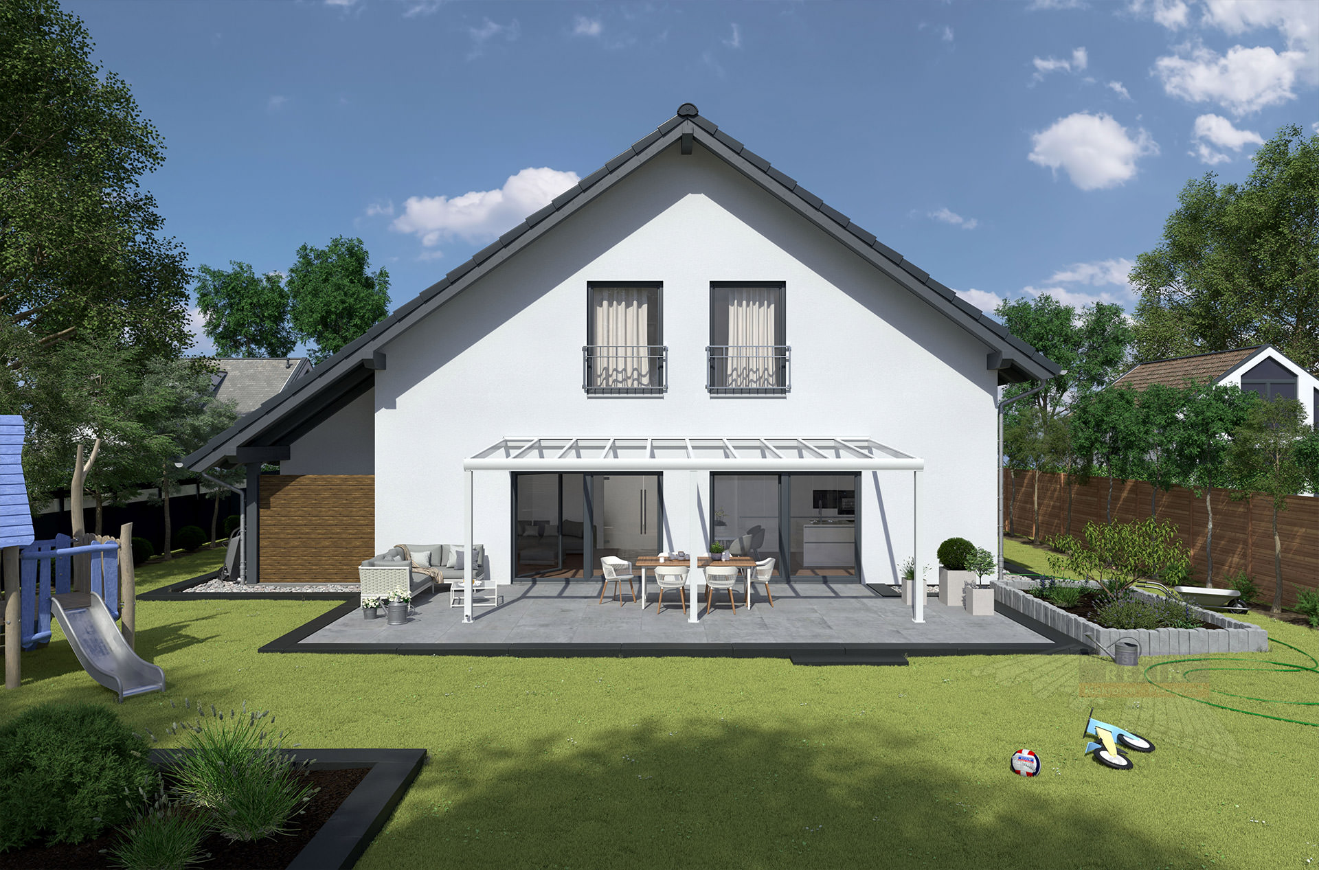 REXOpremium® Titan Alu Terrassendach 7m x 3.50m, mit Massivplatten