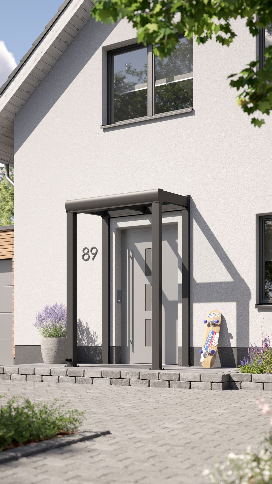 REXOvita® VSG Haustür-Vordach mit Wandpfosten, 1,5m x 1m