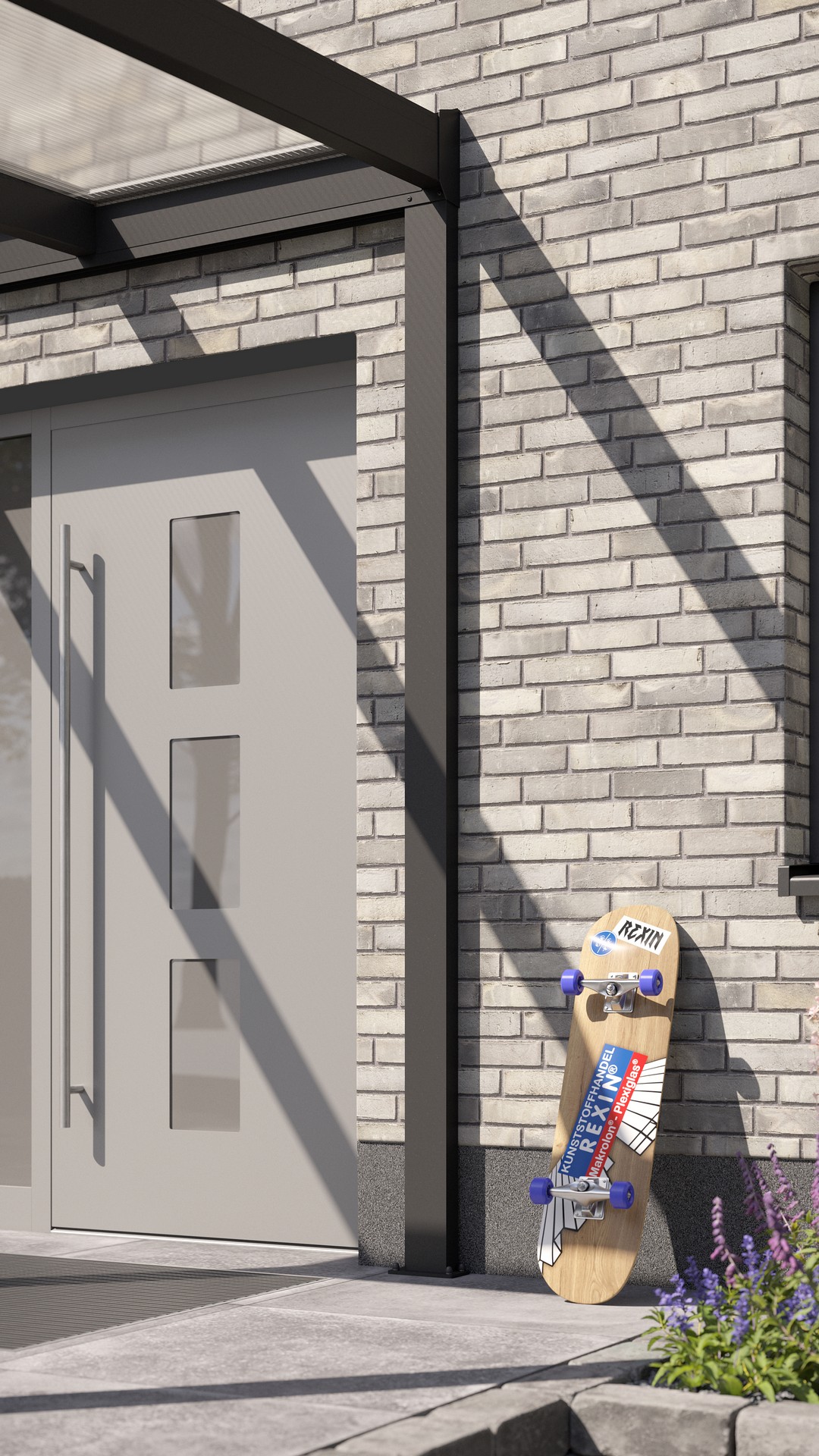 REXOvita® Alu Haustür-Vordach mit Wandpfosten,  2m x 2m