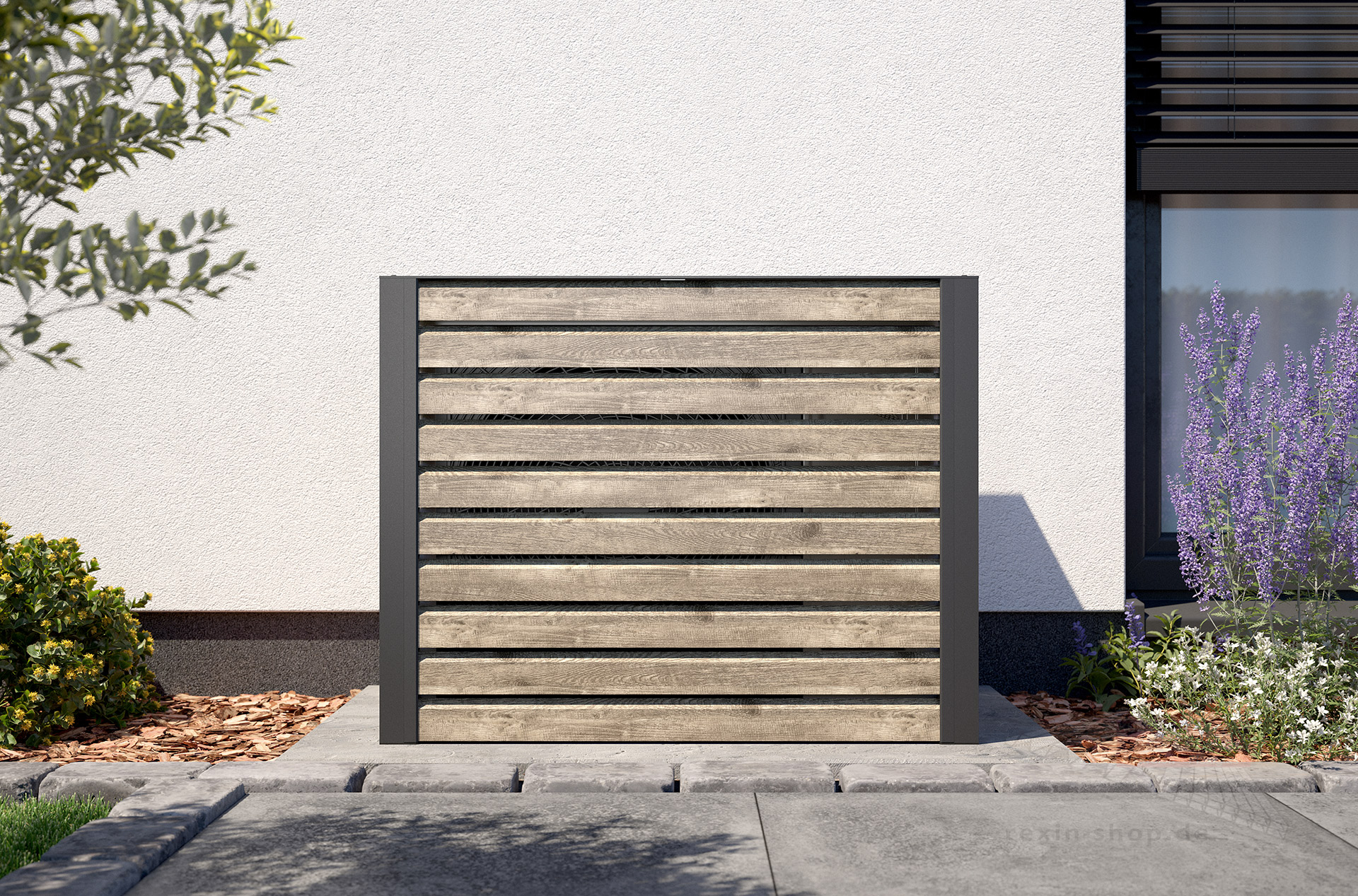 REXOenergy® Wärmepumpenverkleidung, Anthrazit - Rhombus Treibholz