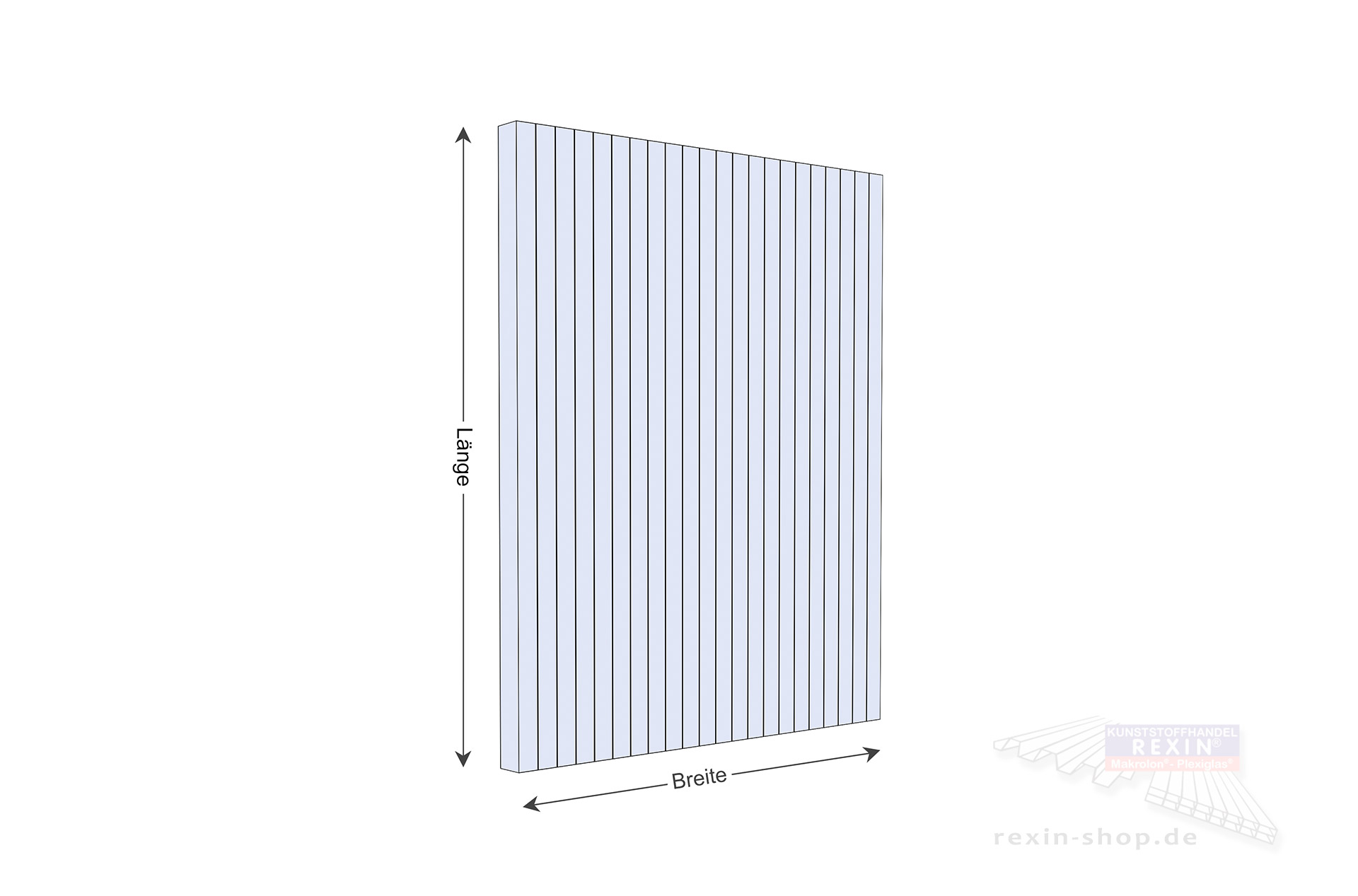 stegplatte-laenge-breite-schema REXOclear 3-fach-Stegplatte, 16mm (X-Struktur), transparent