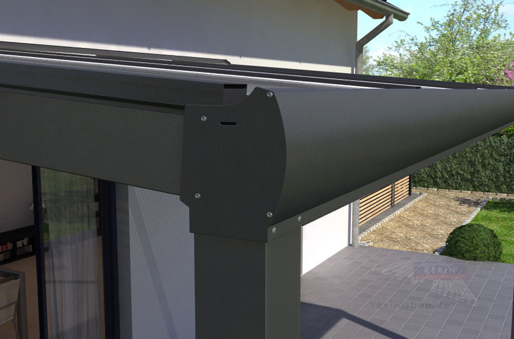 REXOpremium® Titan Alu Terrassendach 4m x 3.50m, mit Massivplatten