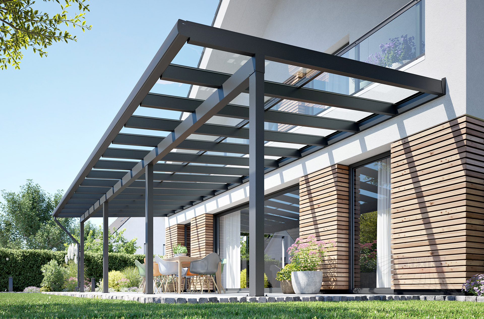 REXOclassic® Alu Terrassenüberdachung 10m x 4m, VSG-Glas