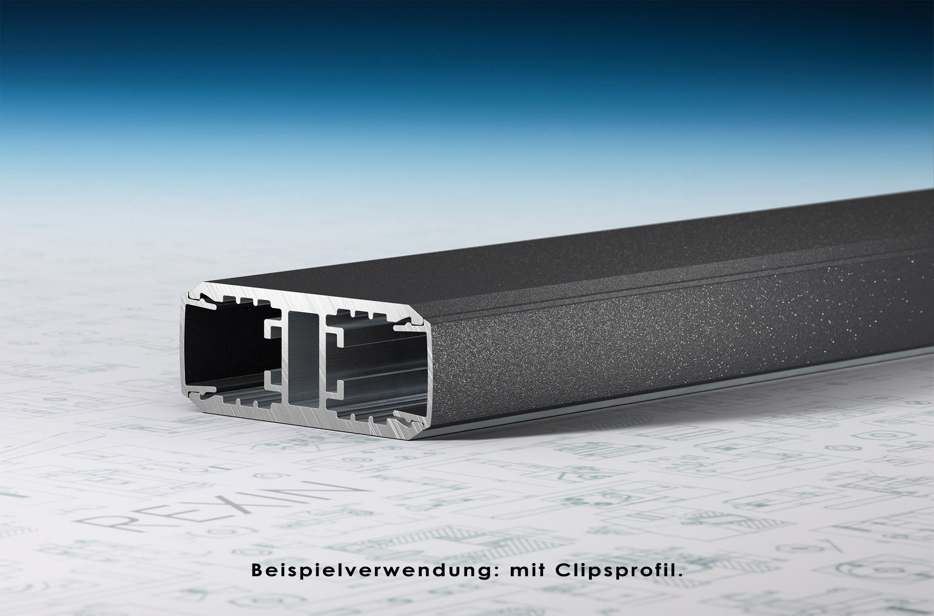 h-profil-mit-clipsprofil REXOboard® Alu-H-Profil mit LED-Aufnahme für 16mm Platten, anthrazit