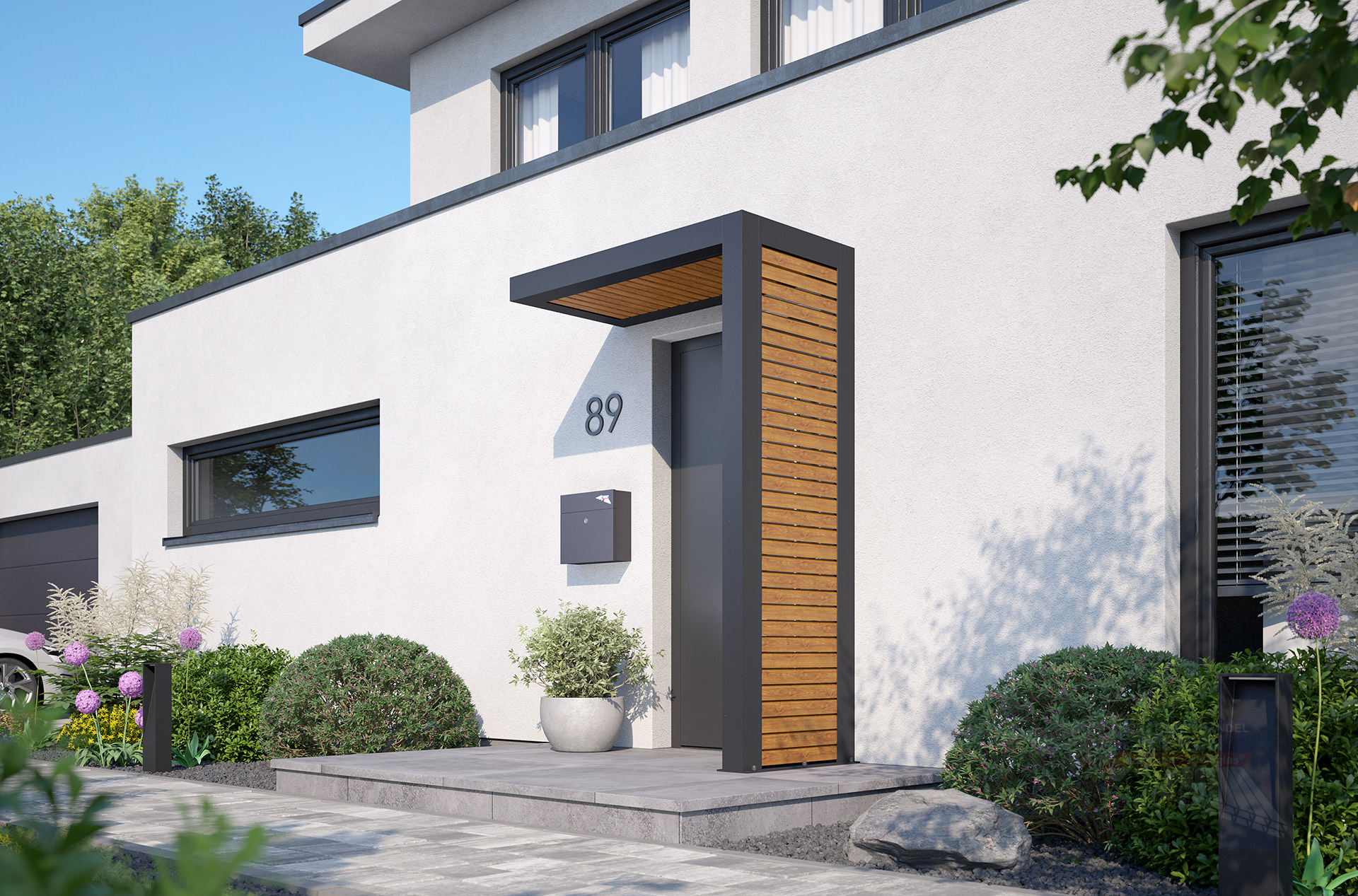 REXOlife® Haustür-Vordach, Dach: Rhombus Golden Oak – Seitenteil Rhombus, Golden Oak
