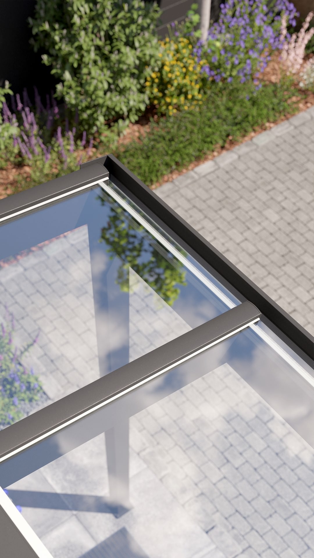 REXOvita® VSG Haustür-Vordach mit Wandpfosten, 3m x 1,5m