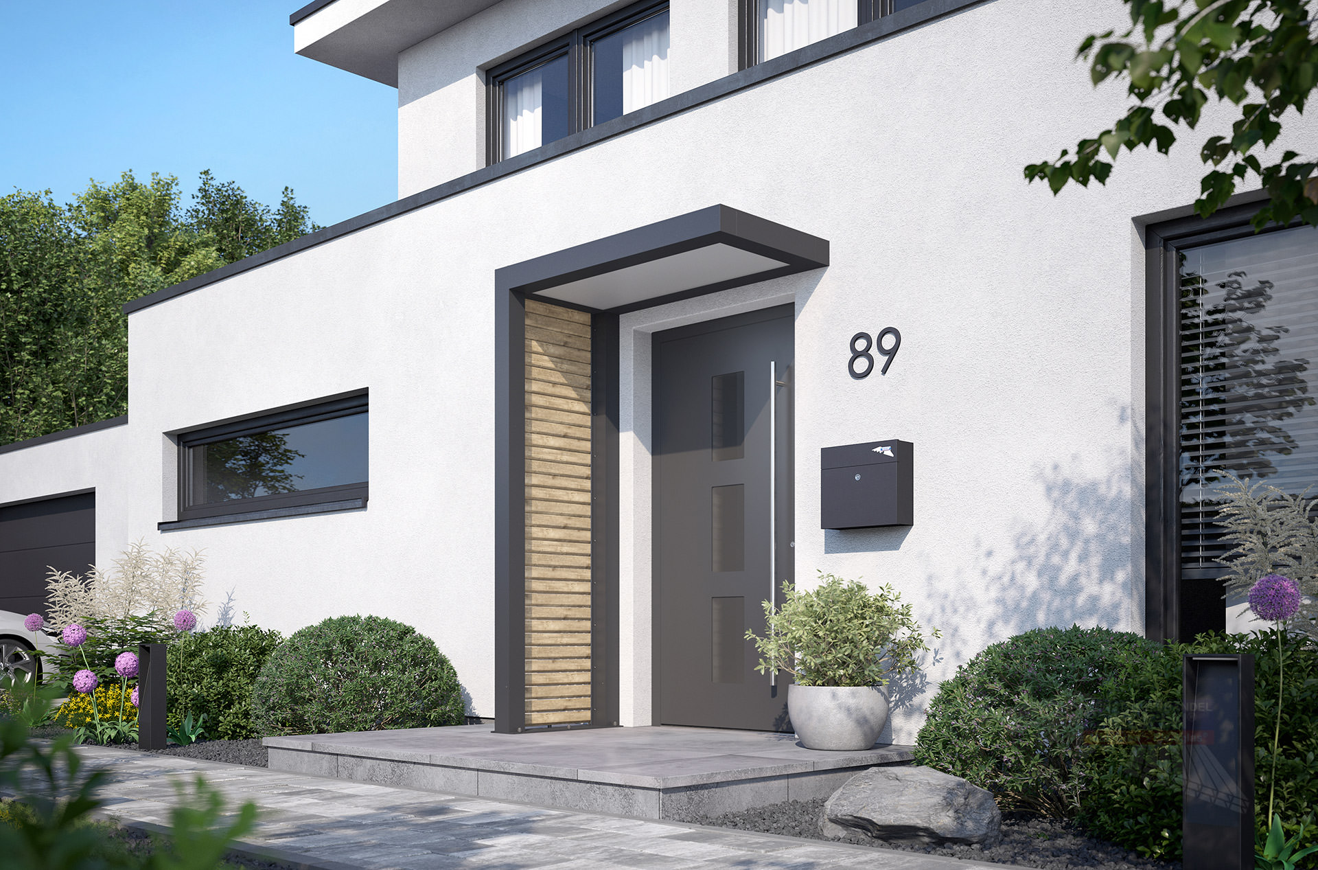 REXOlife® Haustür-Vordach, Dach: PLEXIGLAS® – Seitenteil: Rhombus, Treibholz