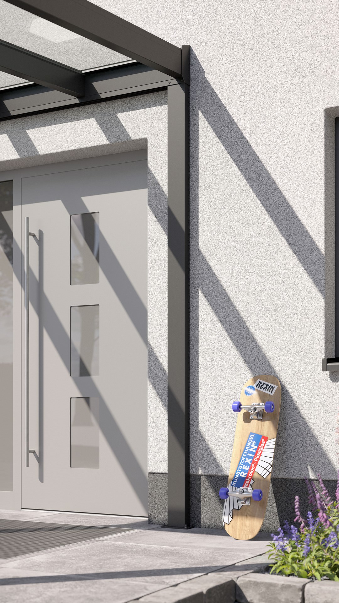 REXOvita® VSG Haustür-Vordach mit Wandpfosten, 2m x 2m